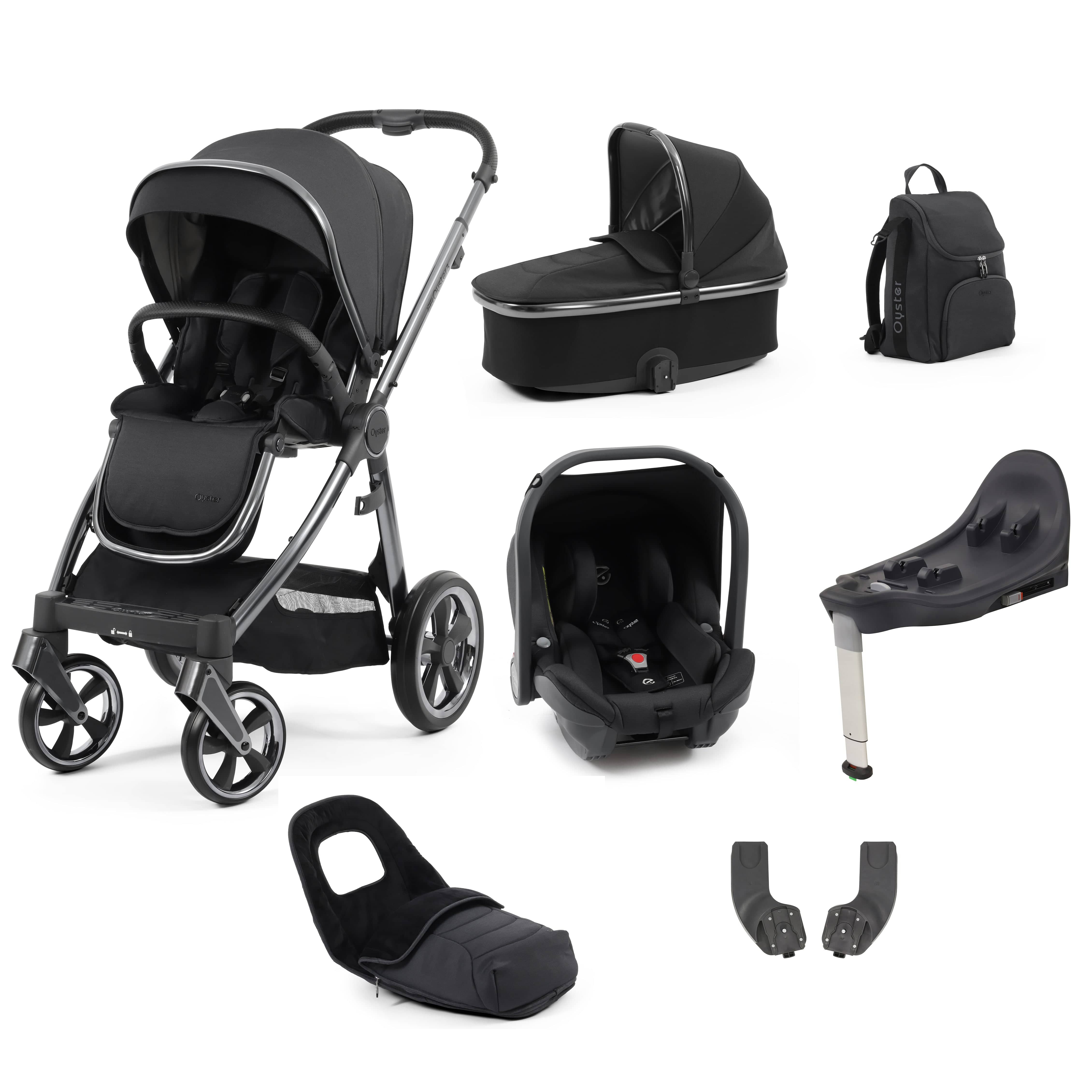BabyStyle travel systems Babystyle Oyster 3 Luxury 7 Piece with Car Seat Bundle in Carbonite 14771-CRB