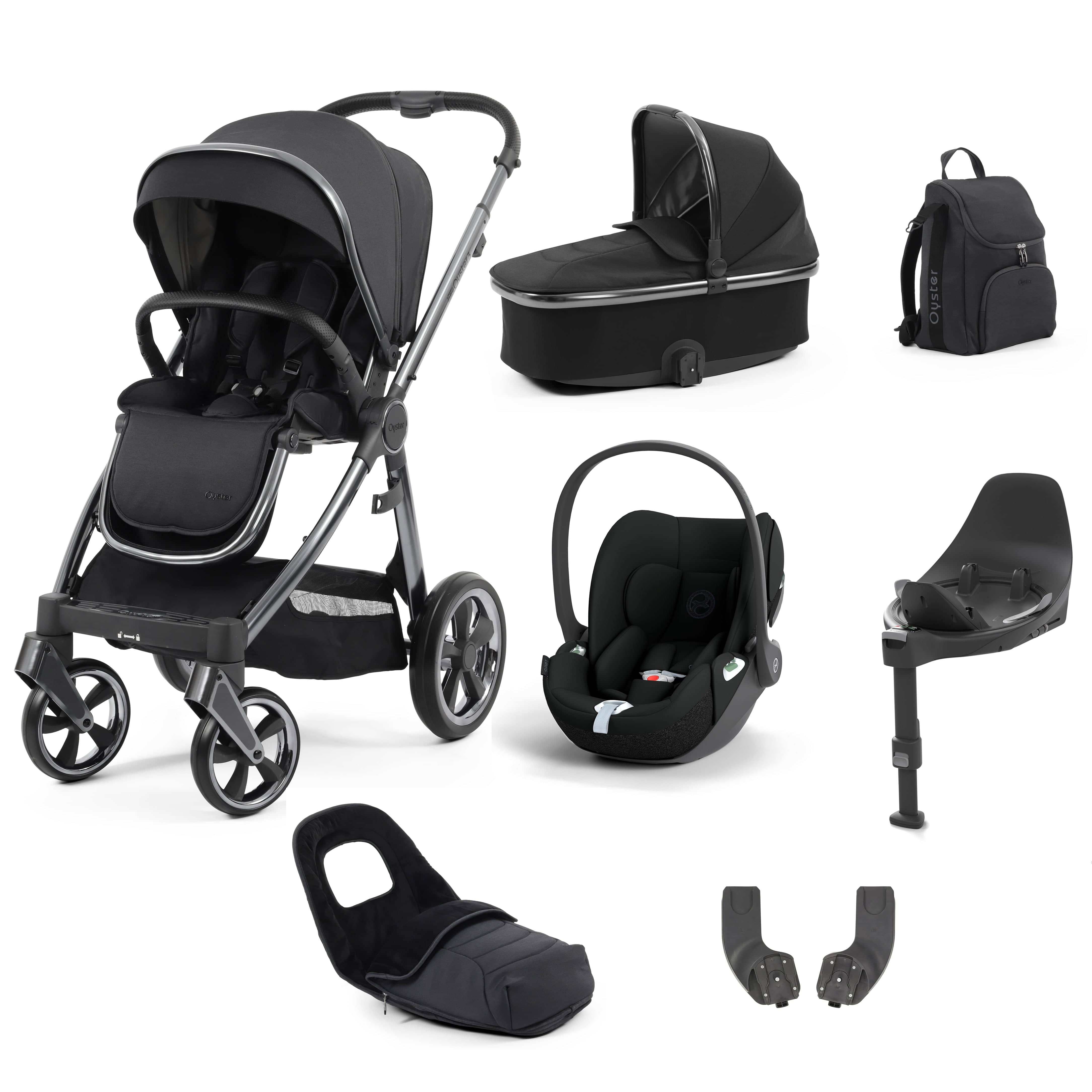 BabyStyle travel systems Babystyle Oyster 3 Luxury 7 Piece with Car Seat Bundle in Carbonite 14798-CRB