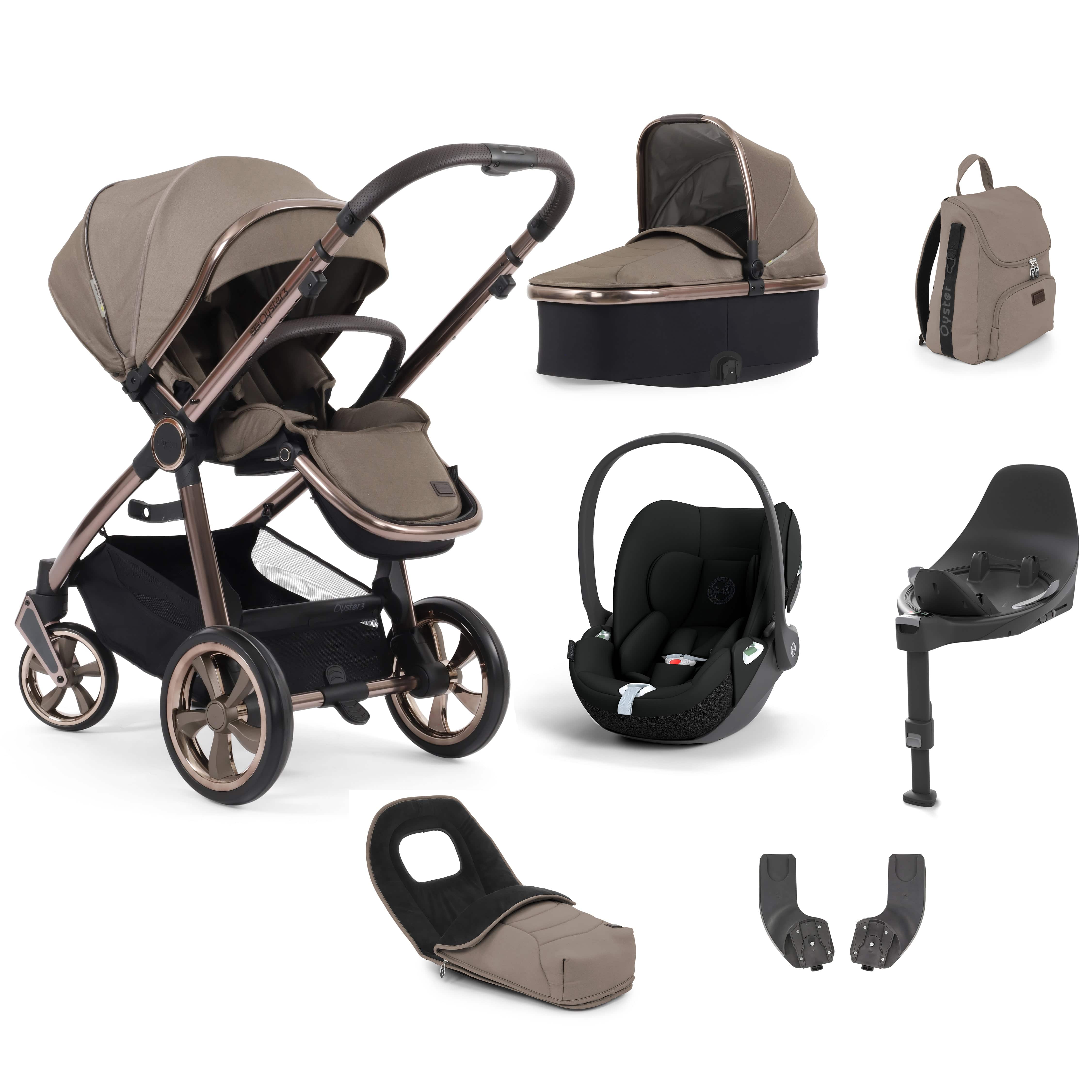 BabyStyle travel systems Babystyle Oyster 3 Luxury 7 Piece with Car Seat Bundle in Mink 14800-MNK