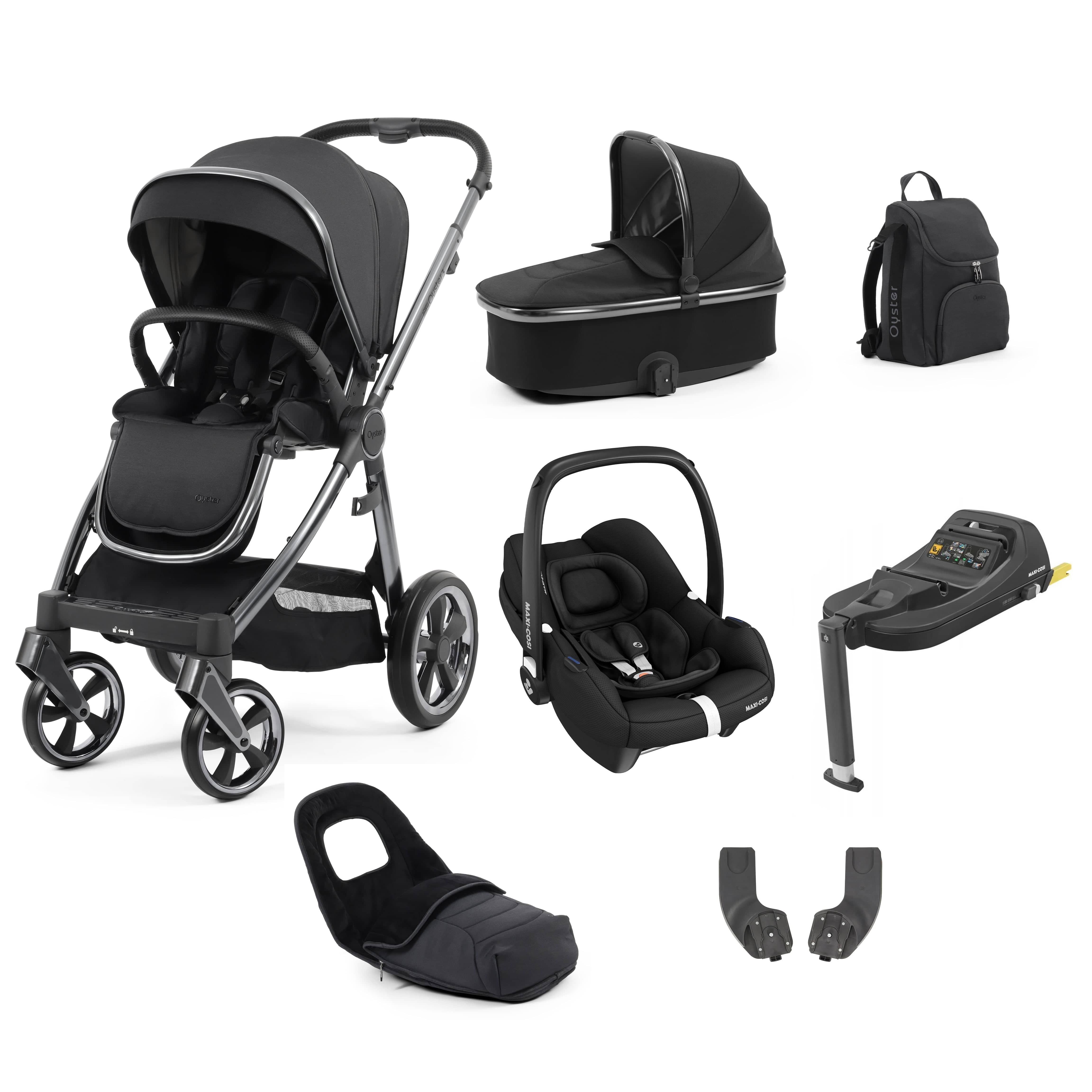 BabyStyle travel systems Babystyle Oyster 3 Luxury 7 Piece with Car Seat Bundle in Carbonite 14812-CRB