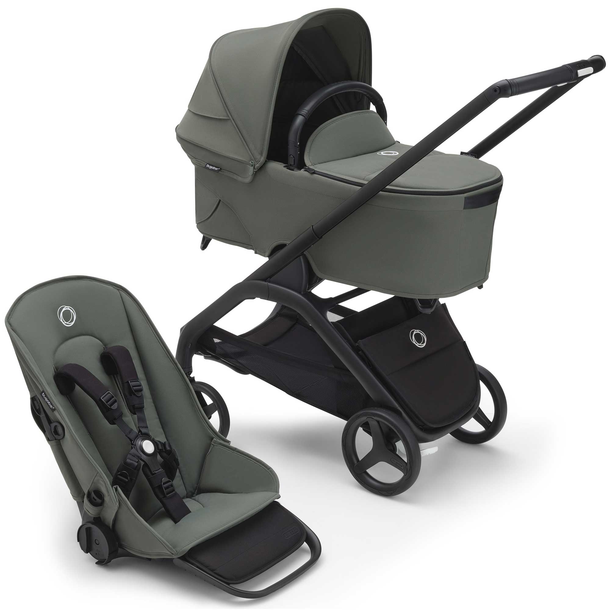 Bugaboo Baby Prams Bugaboo Dragonfly Complete Pram - Black/Forest Green 13804-BLK-FOR-GRN