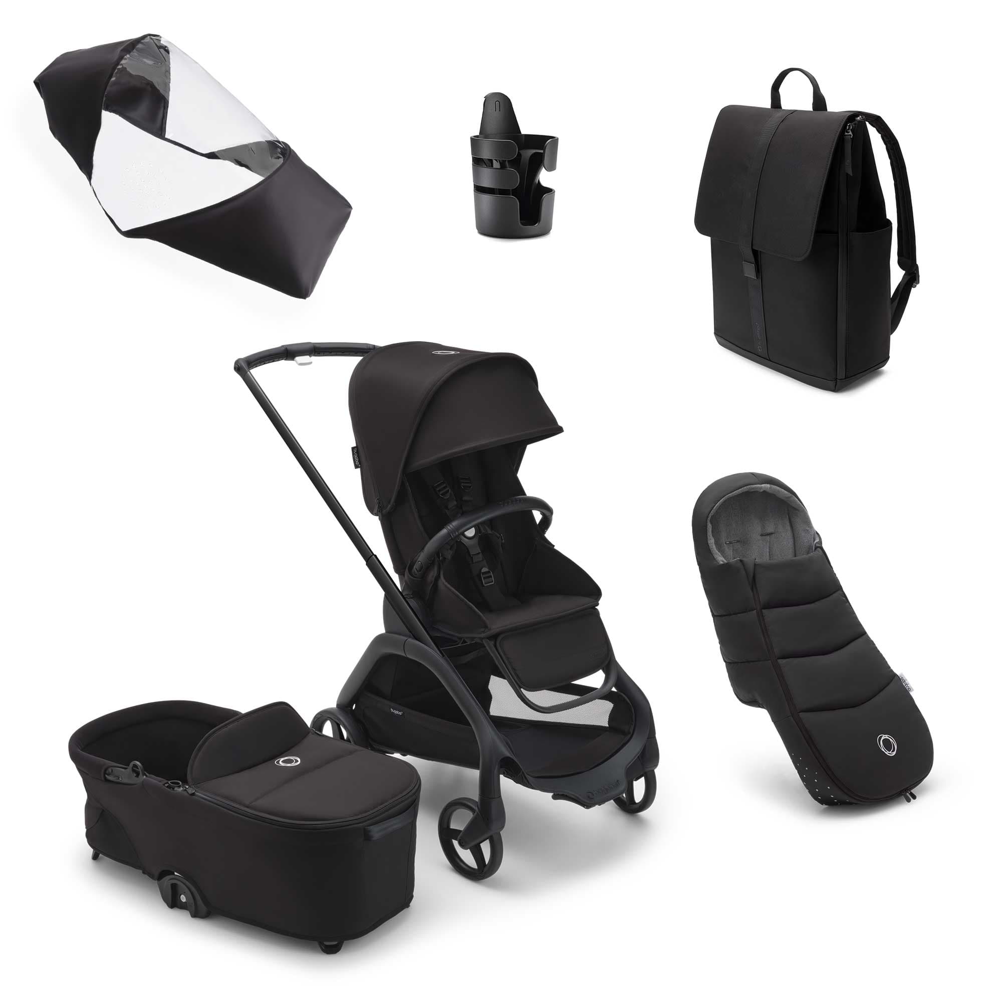 Bugaboo Baby Prams Bugaboo Dragonfly Complete Bundle in Black/Midnight Black 13813-BLK-MID-BLK