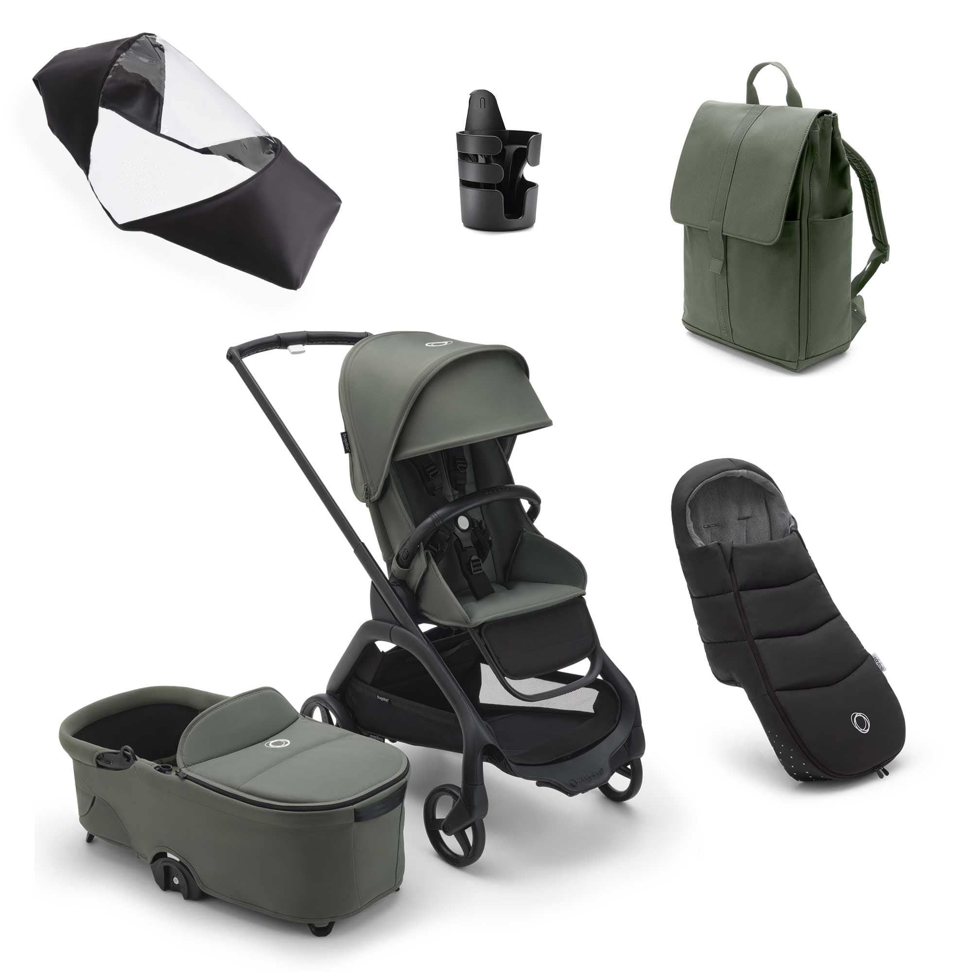 Bugaboo Baby Prams Bugaboo Dragonfly Complete Bundle in Black/Forest Green 13814-BLK-FOR-GRN