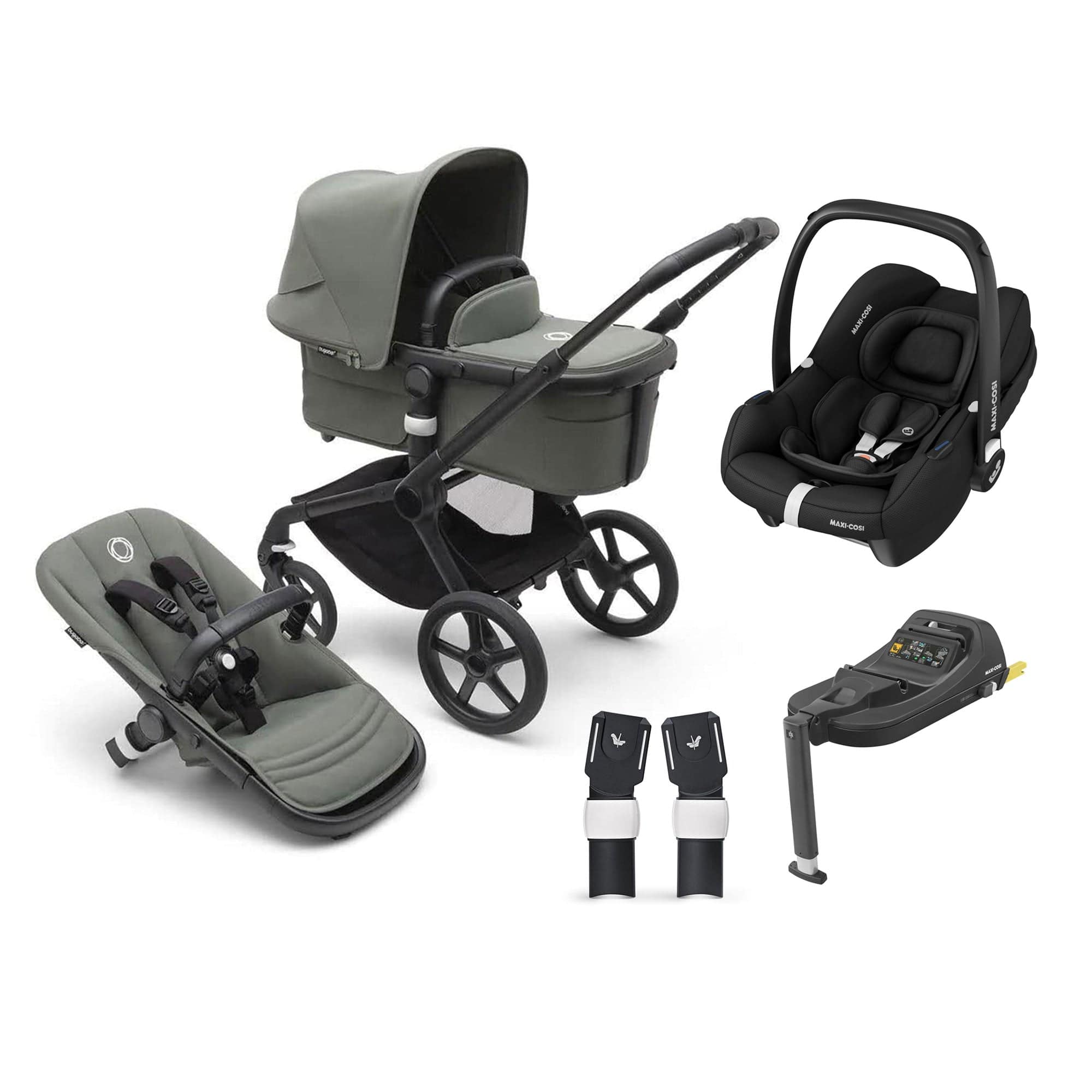 Bugaboo Baby Prams Bugaboo Fox 5 Maxi-Cosi Bundle - Black/Forest Green