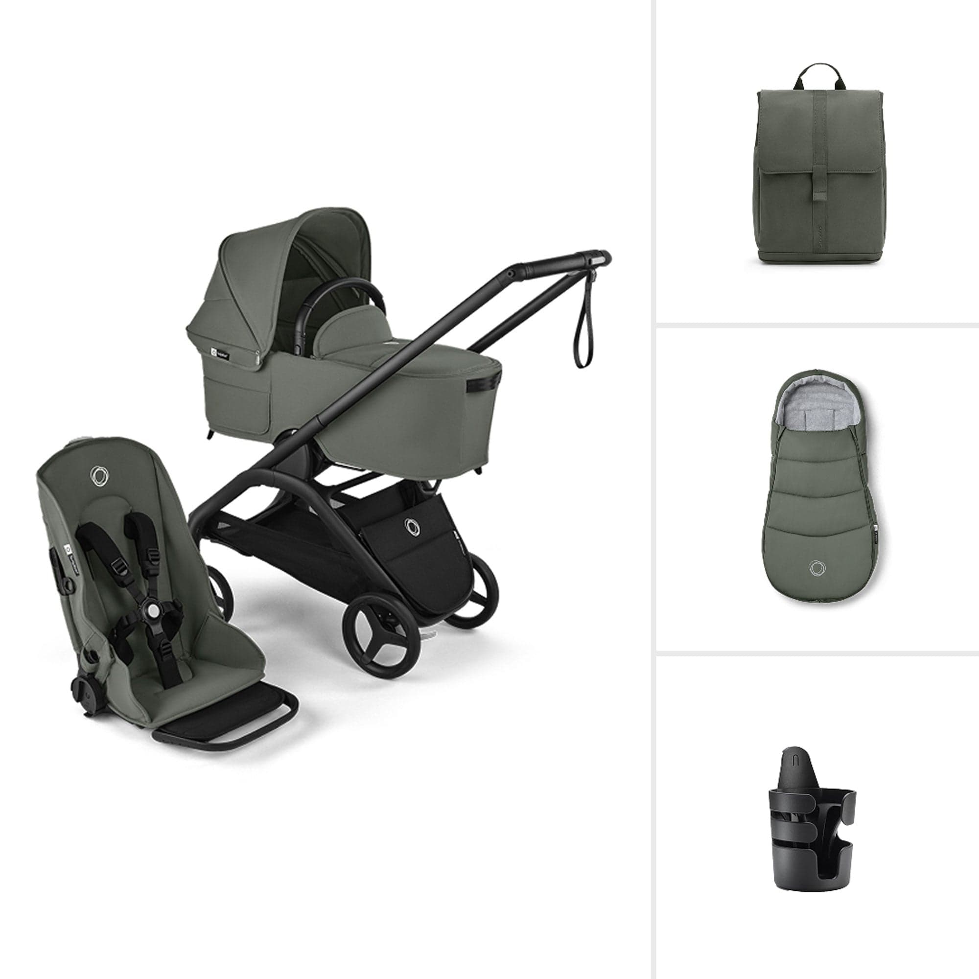 Bugaboo baby prams Bugaboo Dragonfly Complete Bundle - Black/Forest Green 13814-BLK-FOR-GRN
