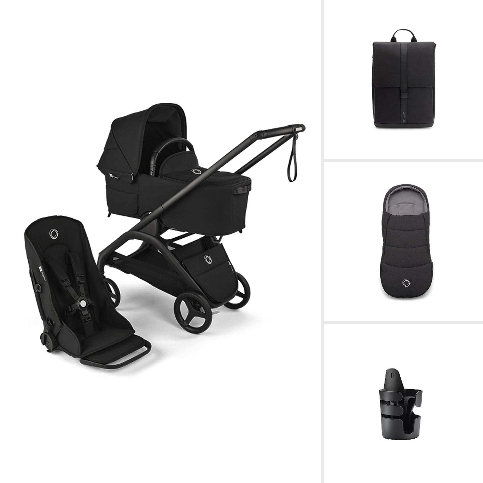 Bugaboo baby prams Bugaboo Dragonfly Complete Bundle - Black/Midnight Black 13813-BLK-MID-BLK