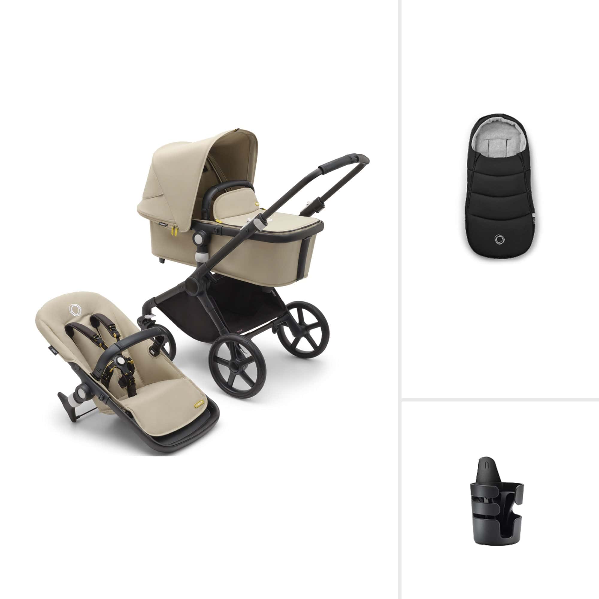 Bugaboo baby prams Bugaboo Fox Cub Essential Bundle - Black/Desert Beige 19959-FXCB-ESS