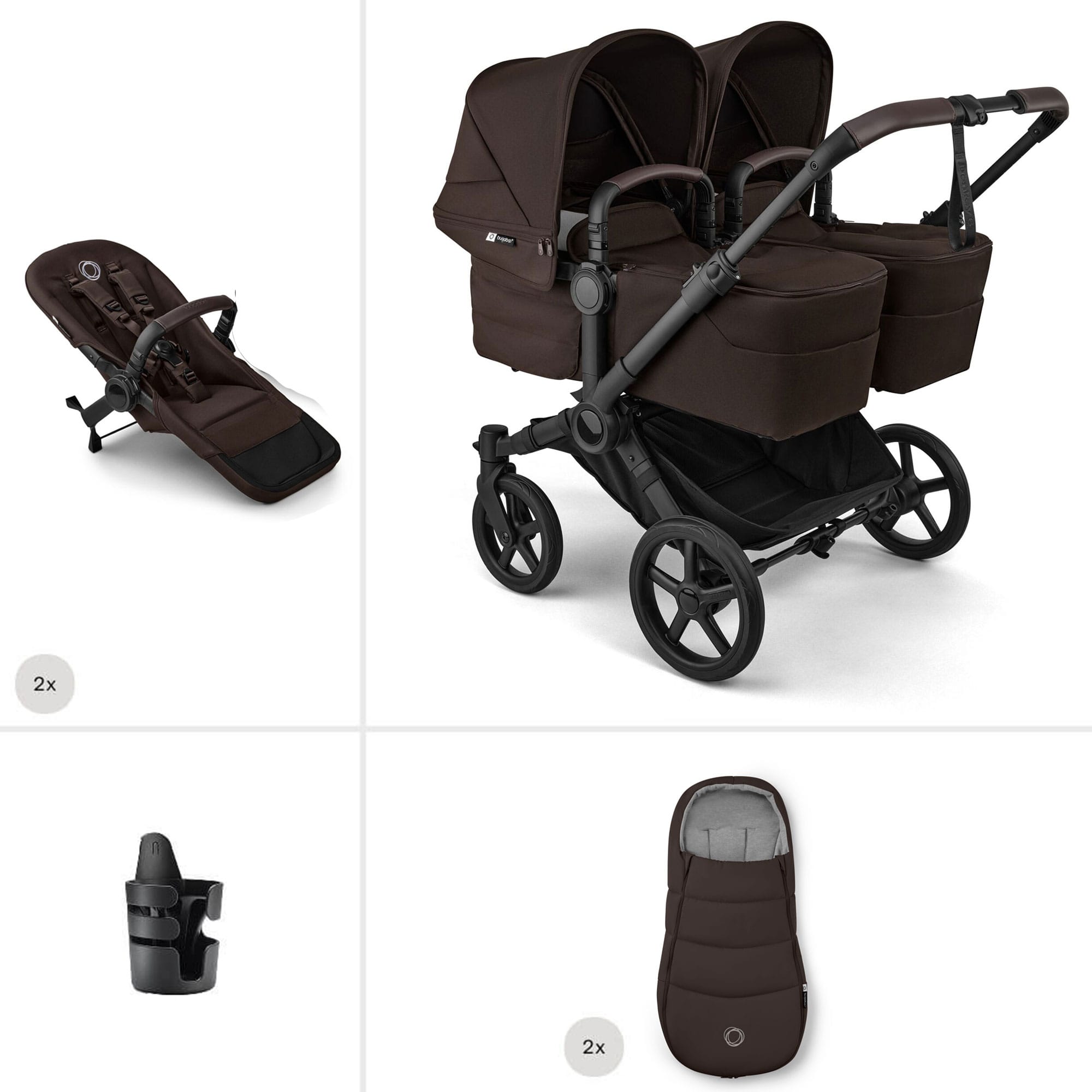 Bugaboo double buggies Bugaboo Donkey 6 Twin Essential Bundle - Cocoa Brown 21681-COC-BRN