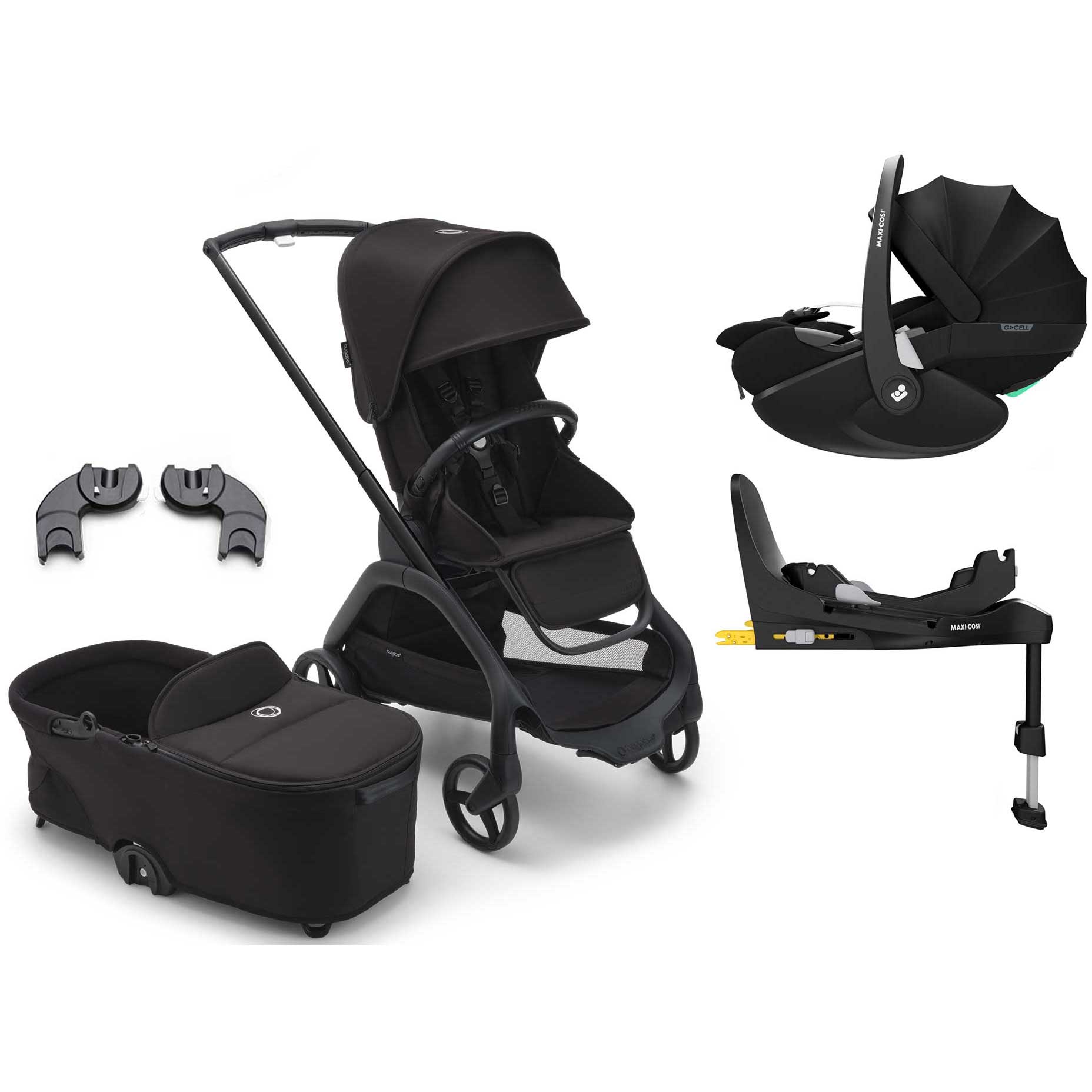 Bugaboo Travel Systems Bugaboo Dragonfly Pebble 360 Pro Travel System - Black/Midnight Black 13817-BLK-MID-BLK