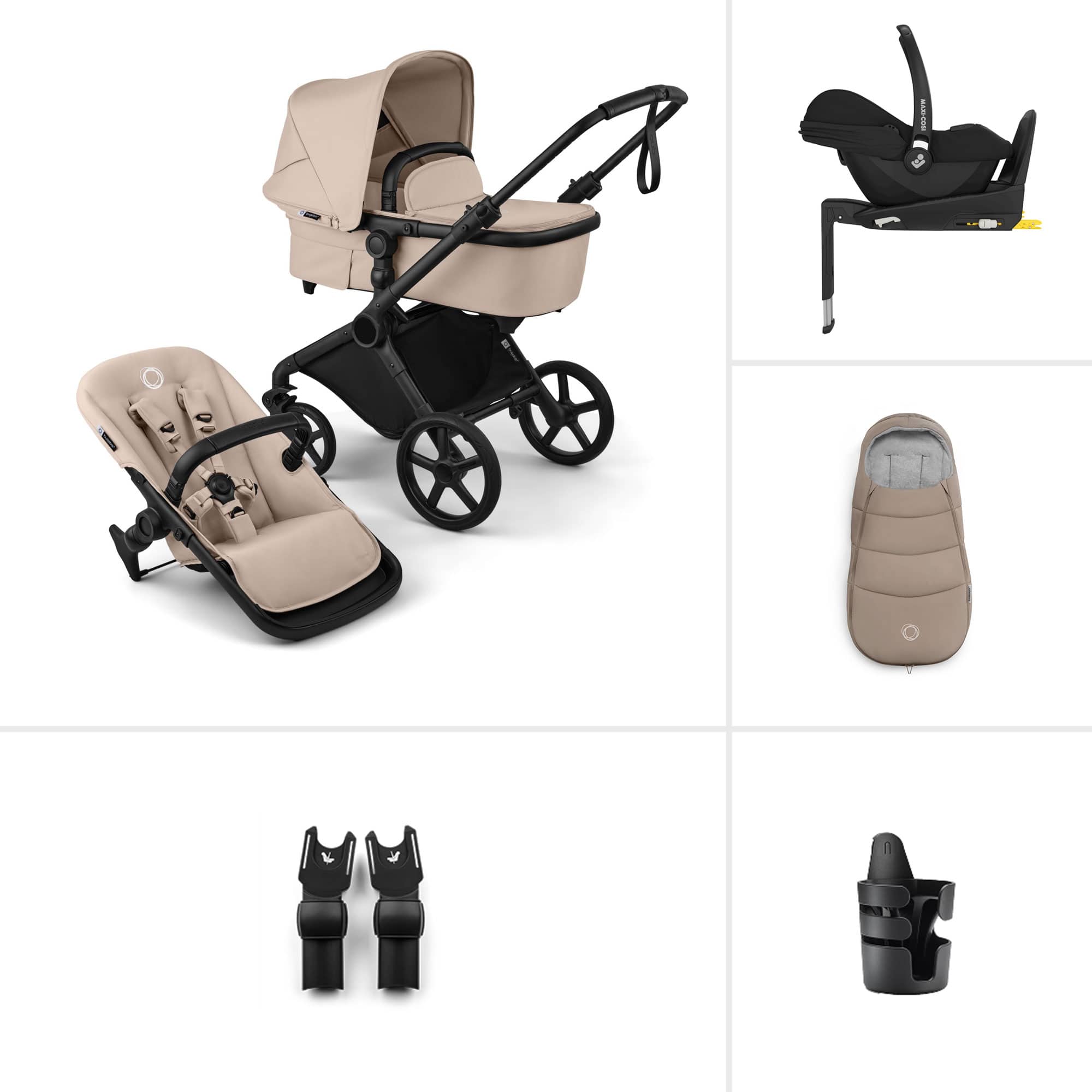 Bugaboo Travel Systems Bugaboo Cub Maxi-Cosi Ultimate Newborn Bundle - Desert Taupe 23236-CB-CAB-TPE