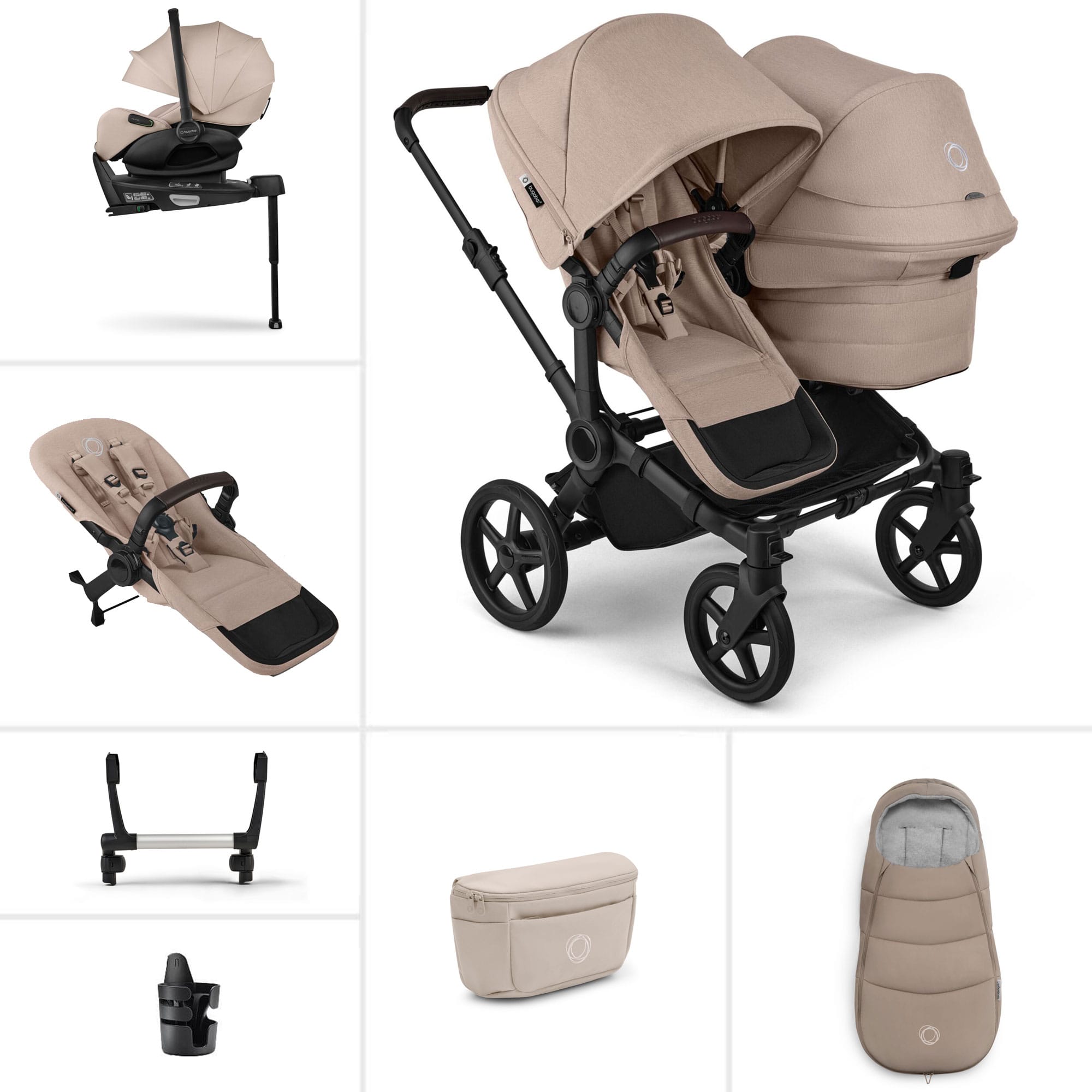 Bugaboo Travel Systems Bugaboo Donkey 6 Double Ultimate Newborn Bundle - Desert Taupe 21673-DES-TPE