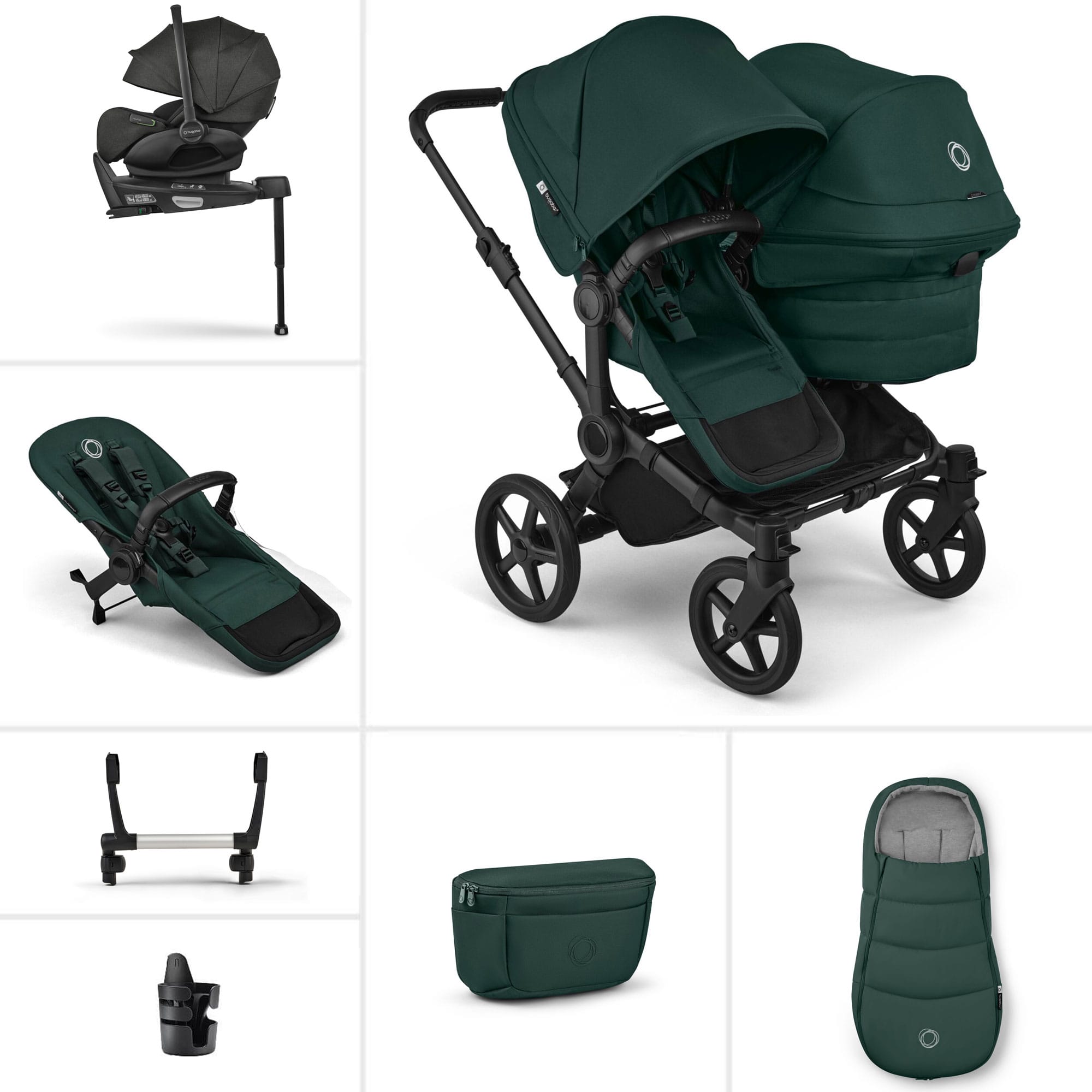 Bugaboo Travel Systems Bugaboo Donkey 6 Double Ultimate Newborn Bundle - Fern Green 21673-FER-GRN