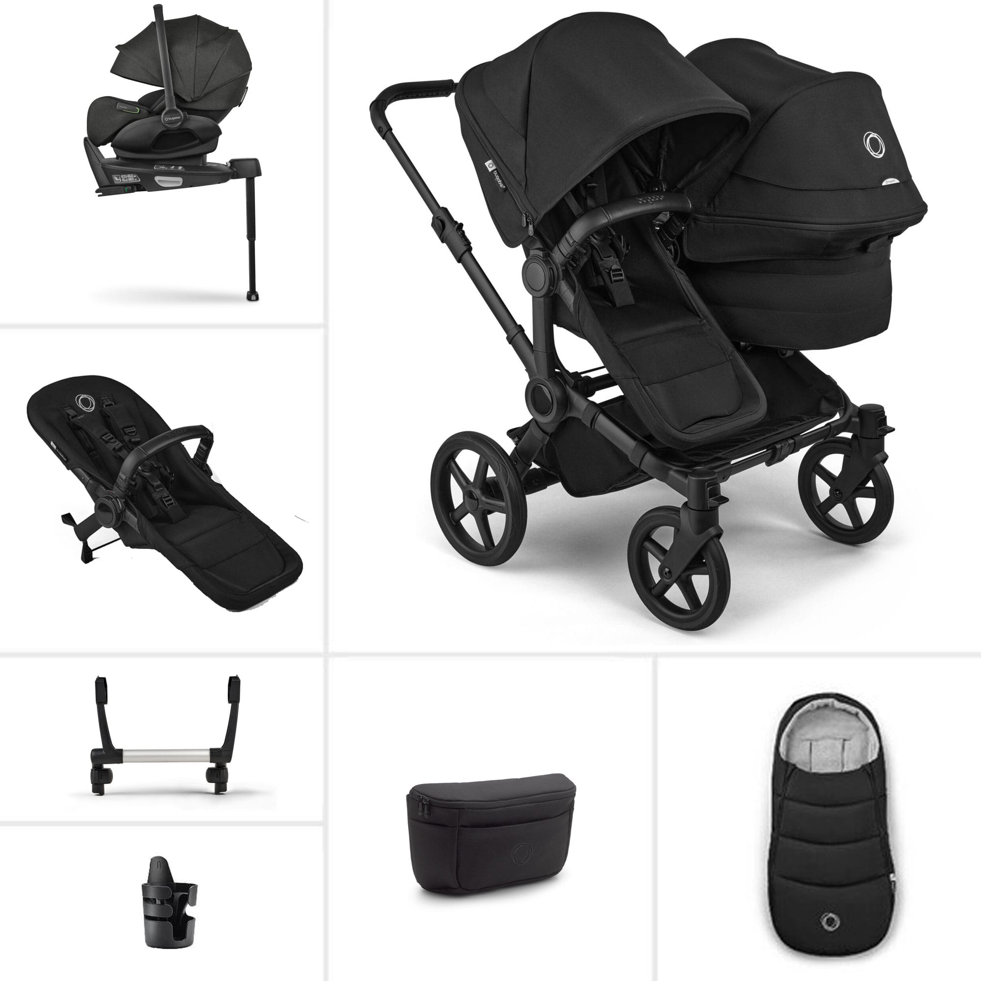Bugaboo Travel Systems Bugaboo Donkey 6 Double Ultimate Newborn Bundle - Heritage Black 21673-HER-BLK