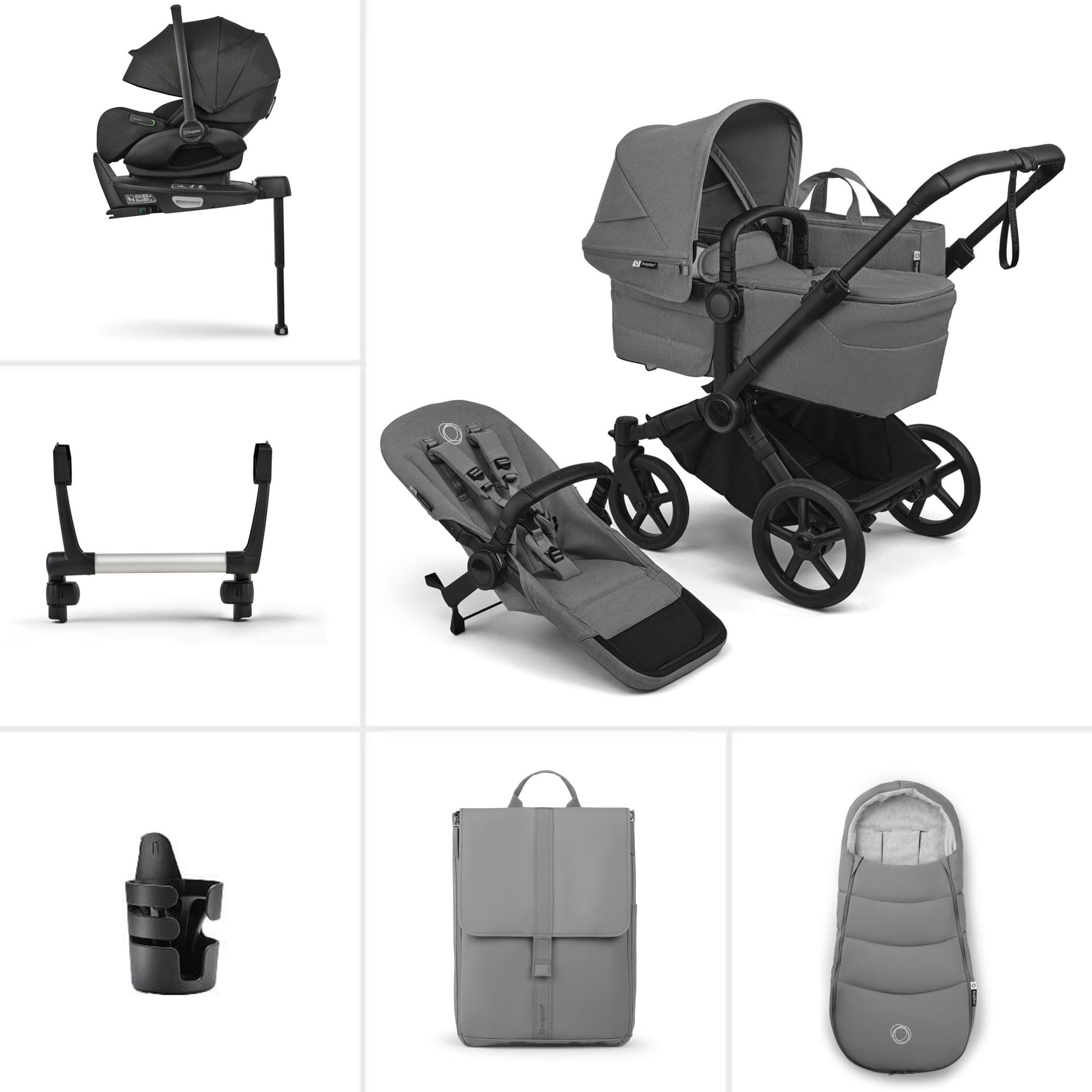 Bugaboo Travel Systems Bugaboo Donkey 6 Single Ultimate Newborn Bundle - Moon Grey 21660-MOO-GRY