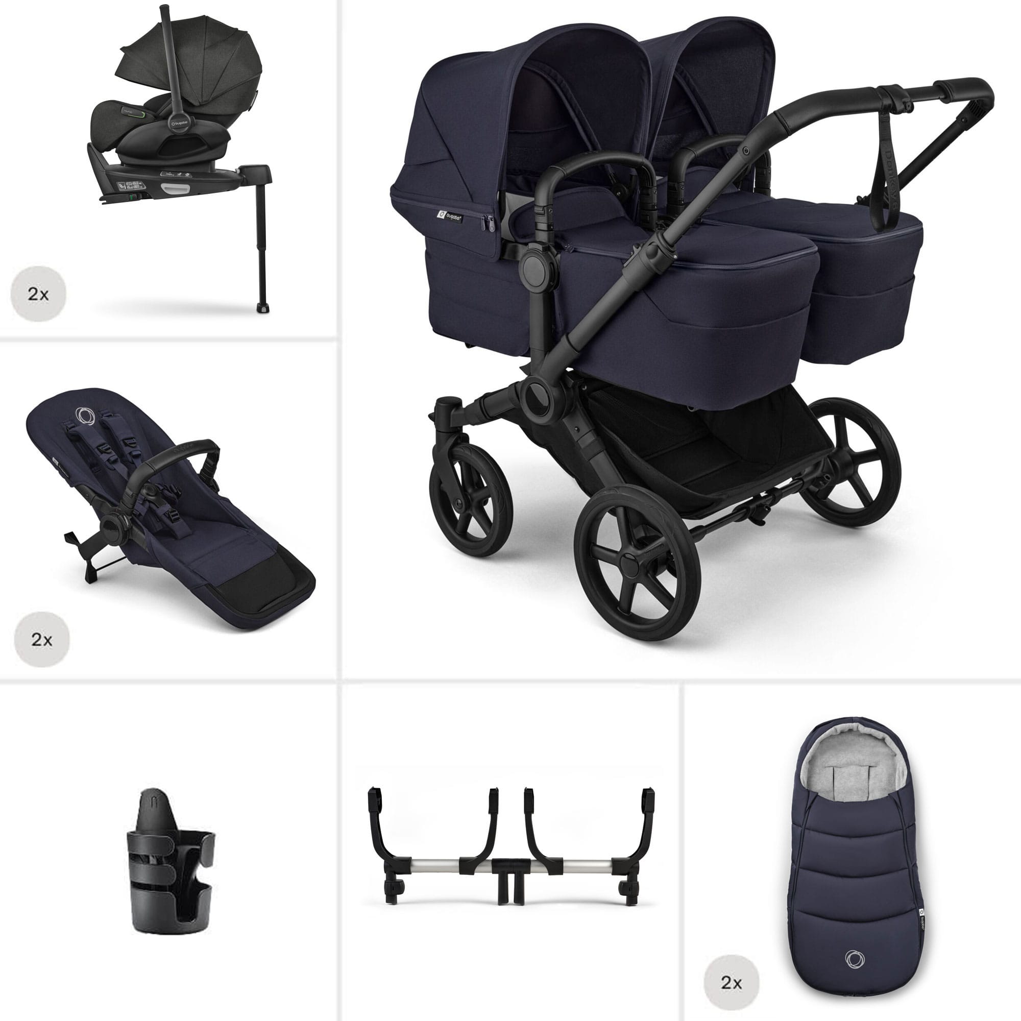Bugaboo Travel Systems Bugaboo Donkey 6 Twin Ultimate Newborn Bundle - Deep Indigo 21687-DEE-IND
