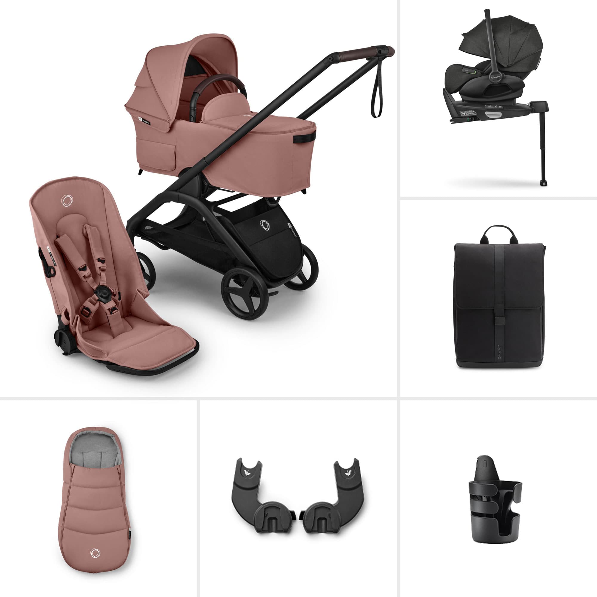 Bugaboo travel systems Bugaboo Dragonfly Plus Ultimate Newborn Bundle - Dusty Pink BUG-DFLY-PLUS-ULT-1
