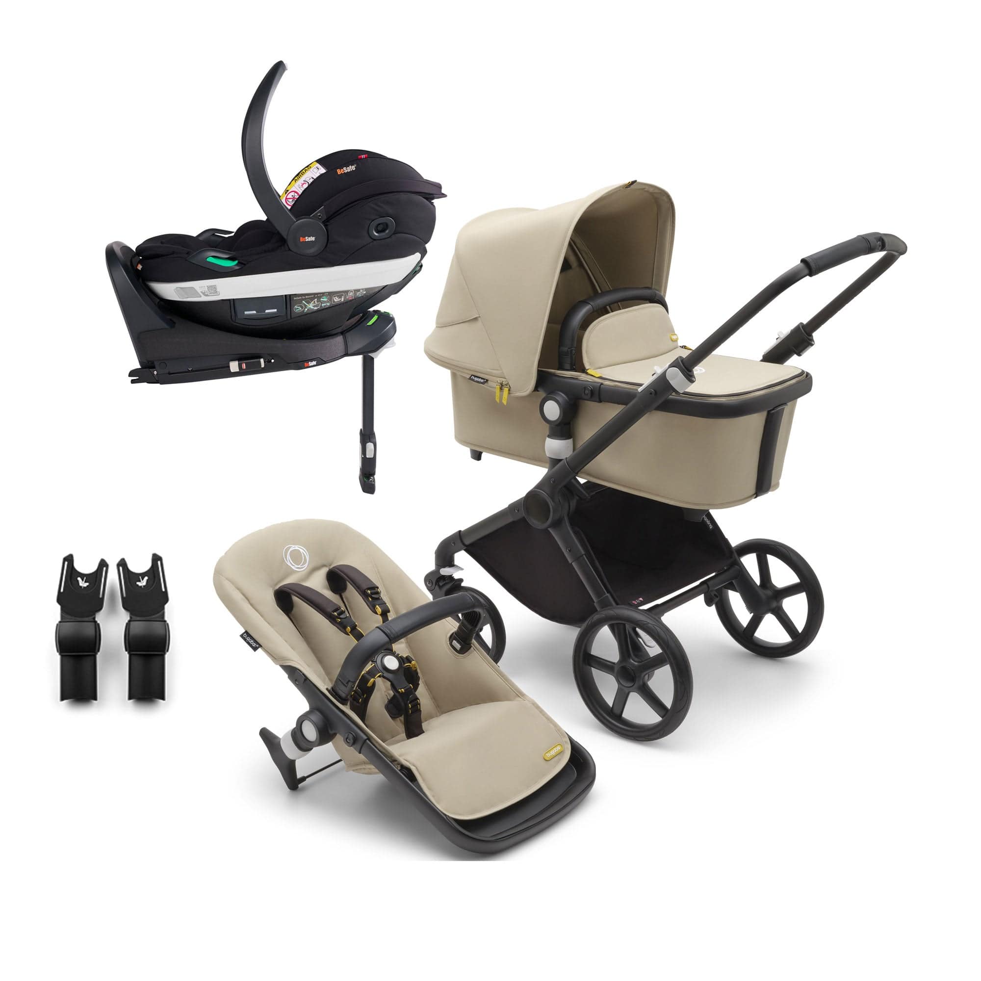 Bugaboo travel systems Bugaboo Fox Cub BeSafe Travel System - Black/Desert Beige 19992-FXCB-BEY