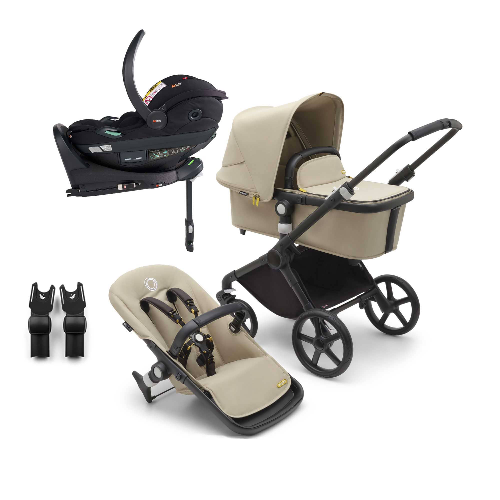 Bugaboo travel systems Bugaboo Fox Cub BeSafe Travel System - Black/Desert Beige 19992-FXCB-BEY