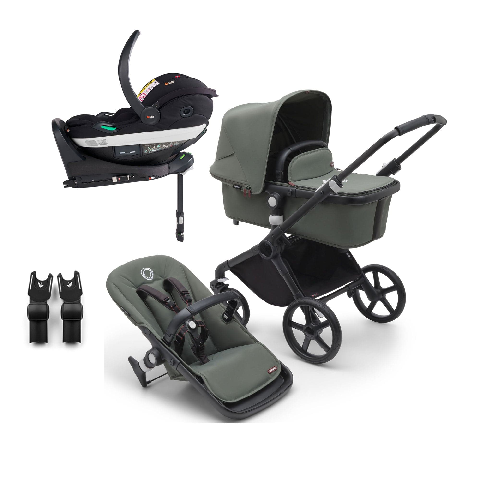 Bugaboo travel systems Bugaboo Fox Cub BeSafe Travel System - Black/Forest Green 19994-FXCB-BEY