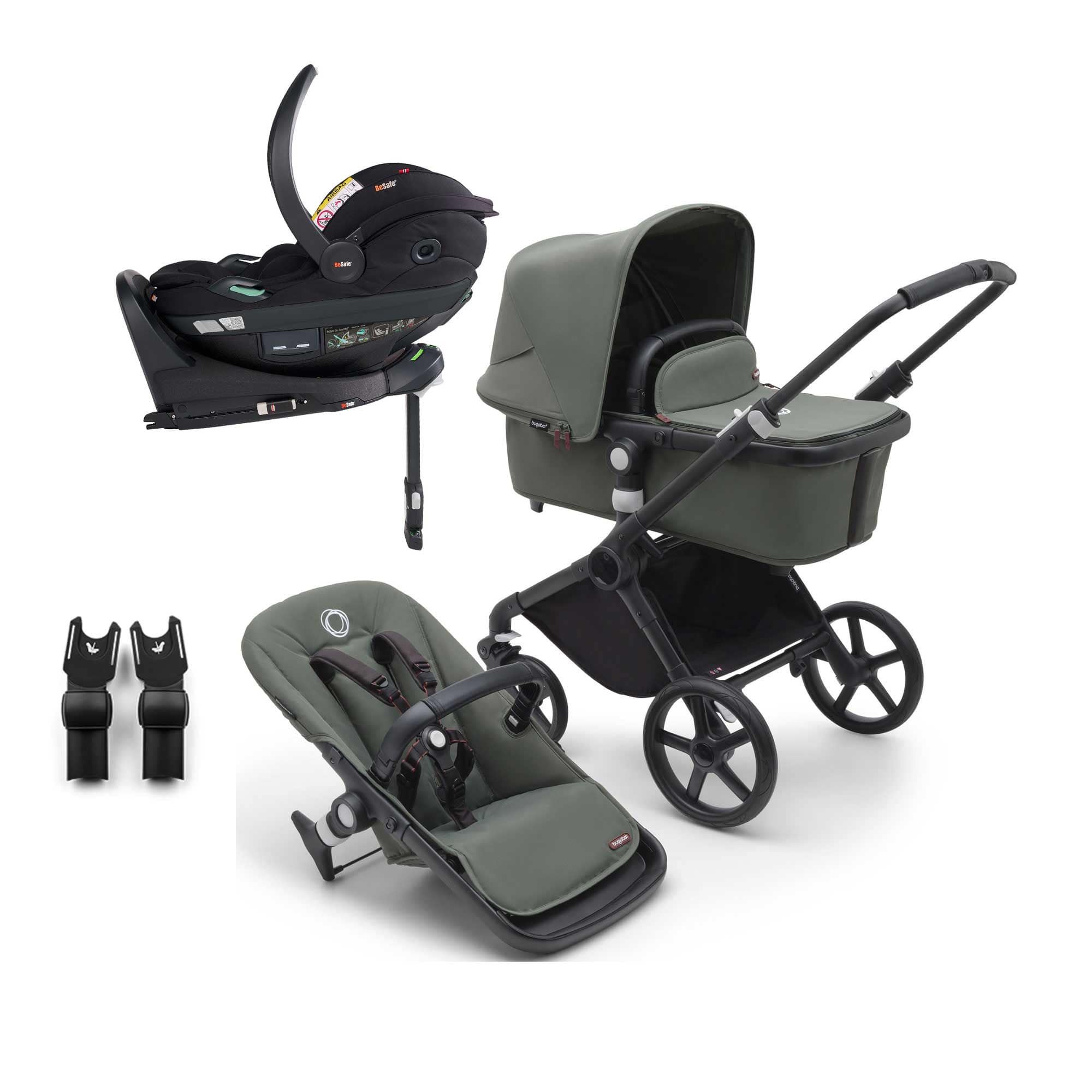Bugaboo travel systems Bugaboo Fox Cub BeSafe Travel System - Black/Forest Green 19994-FXCB-BEY