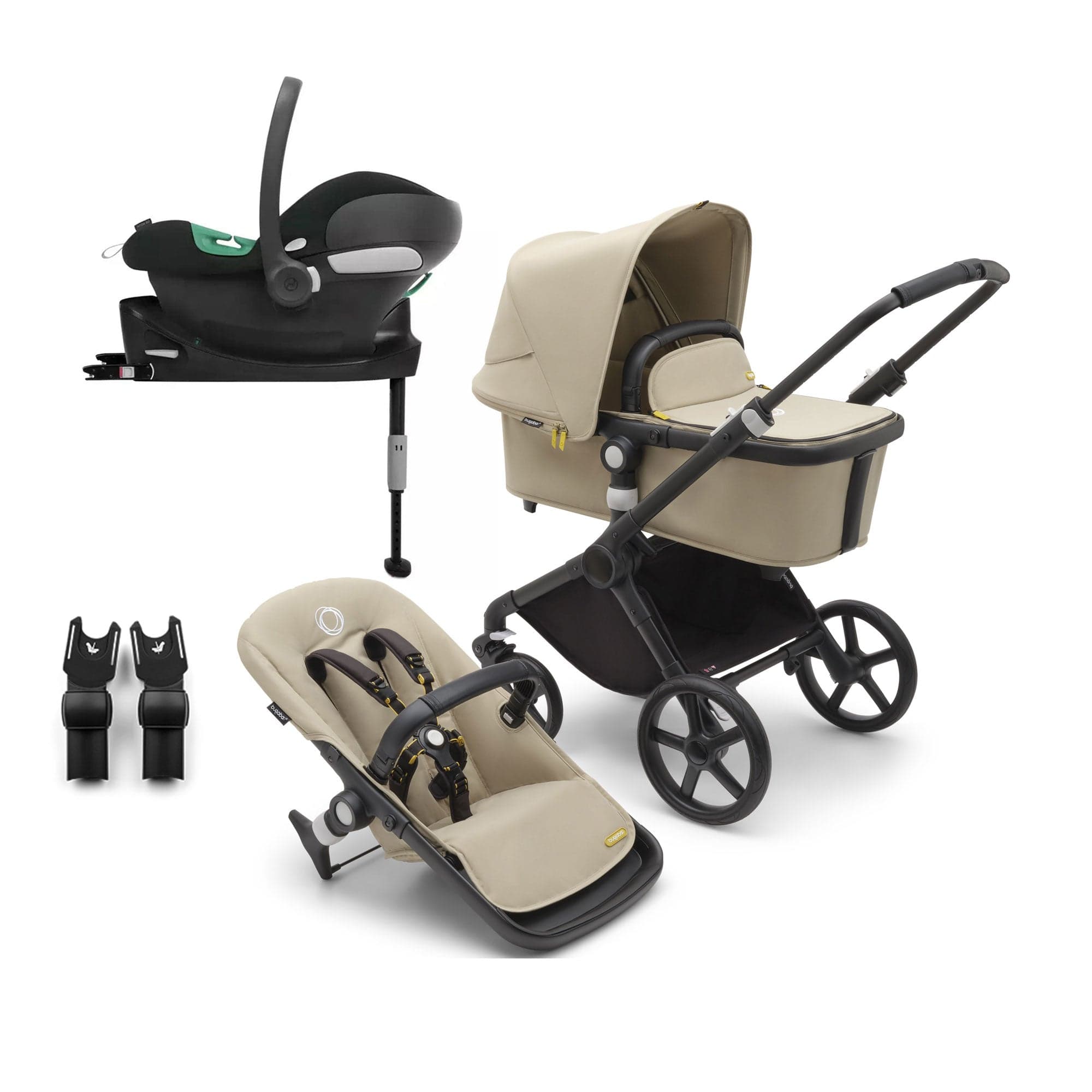 Bugaboo travel systems Bugaboo Fox Cub Cybex Travel System - Black/Desert Beige 19983-FXCB-ATN