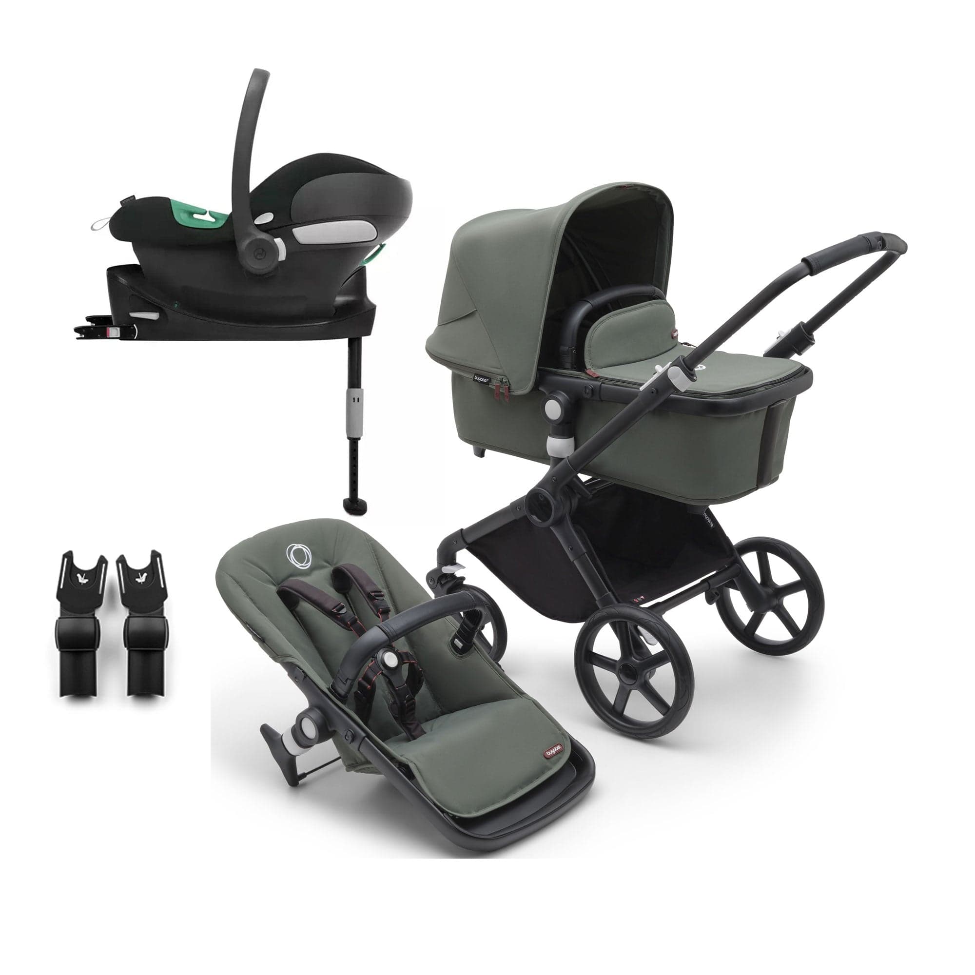 Bugaboo travel systems Bugaboo Fox Cub Cybex Travel System - Black/Forest Green 19989-FXCB-ATN