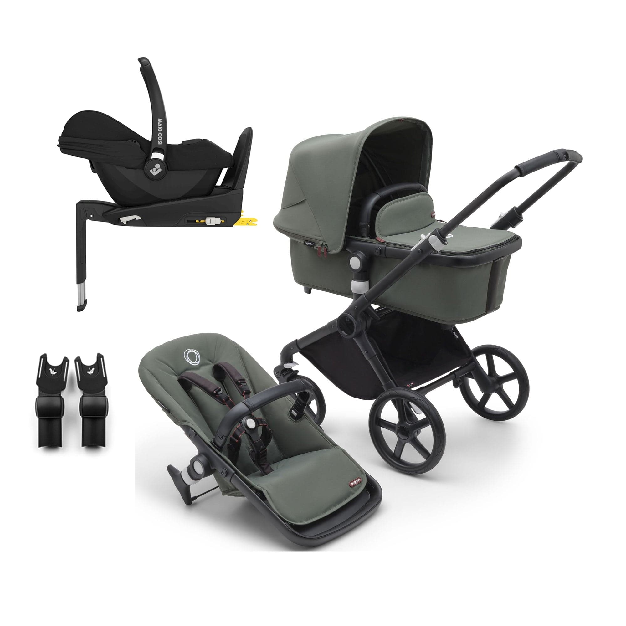 Bugaboo travel systems Bugaboo Fox Cub Maxi-Cosi Travel System - Black/Forest Green 19974-FXCB-CAB