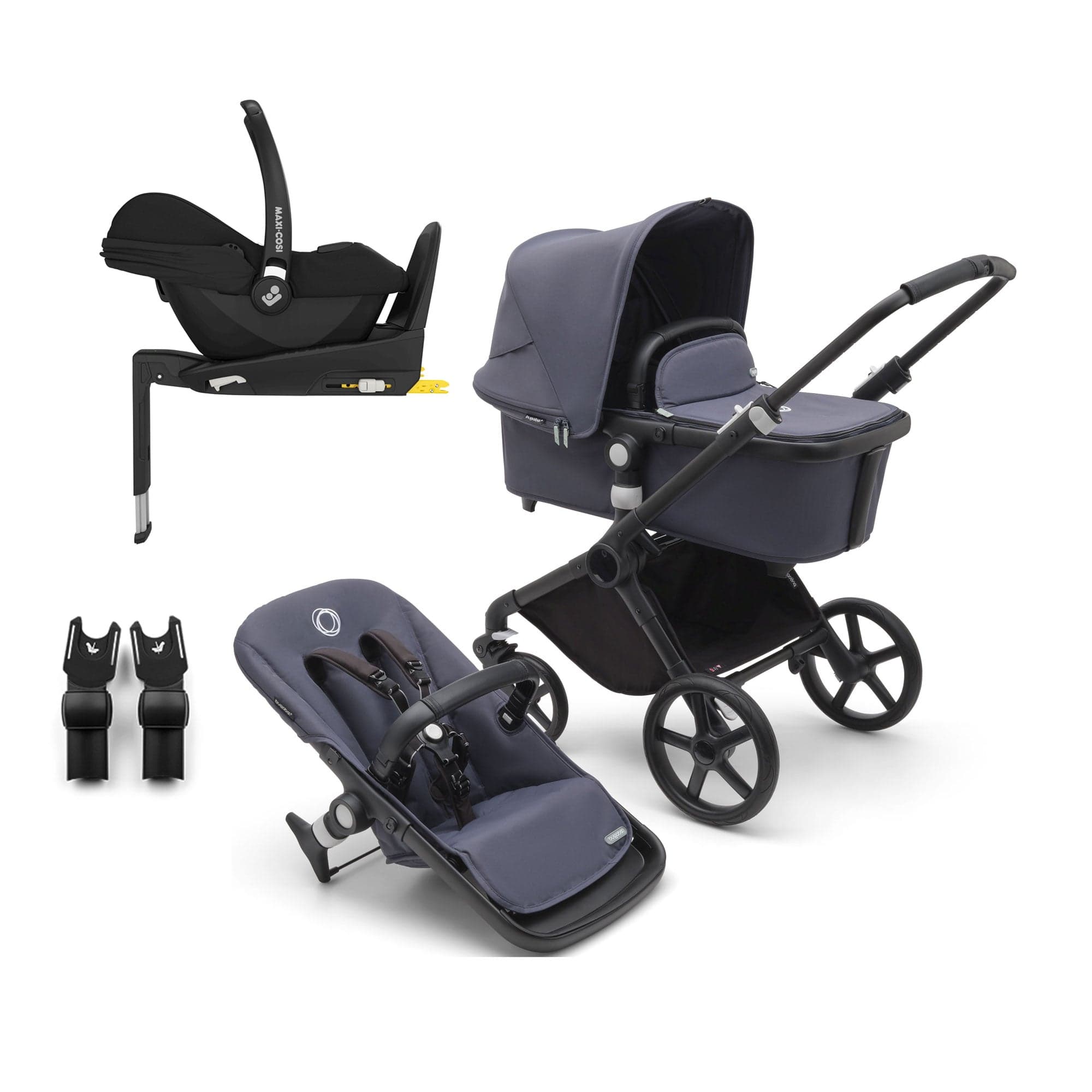 Bugaboo travel systems Bugaboo Fox Cub Maxi-Cosi Travel System - Black/Stormy Blue 19977-FXCB-CAB