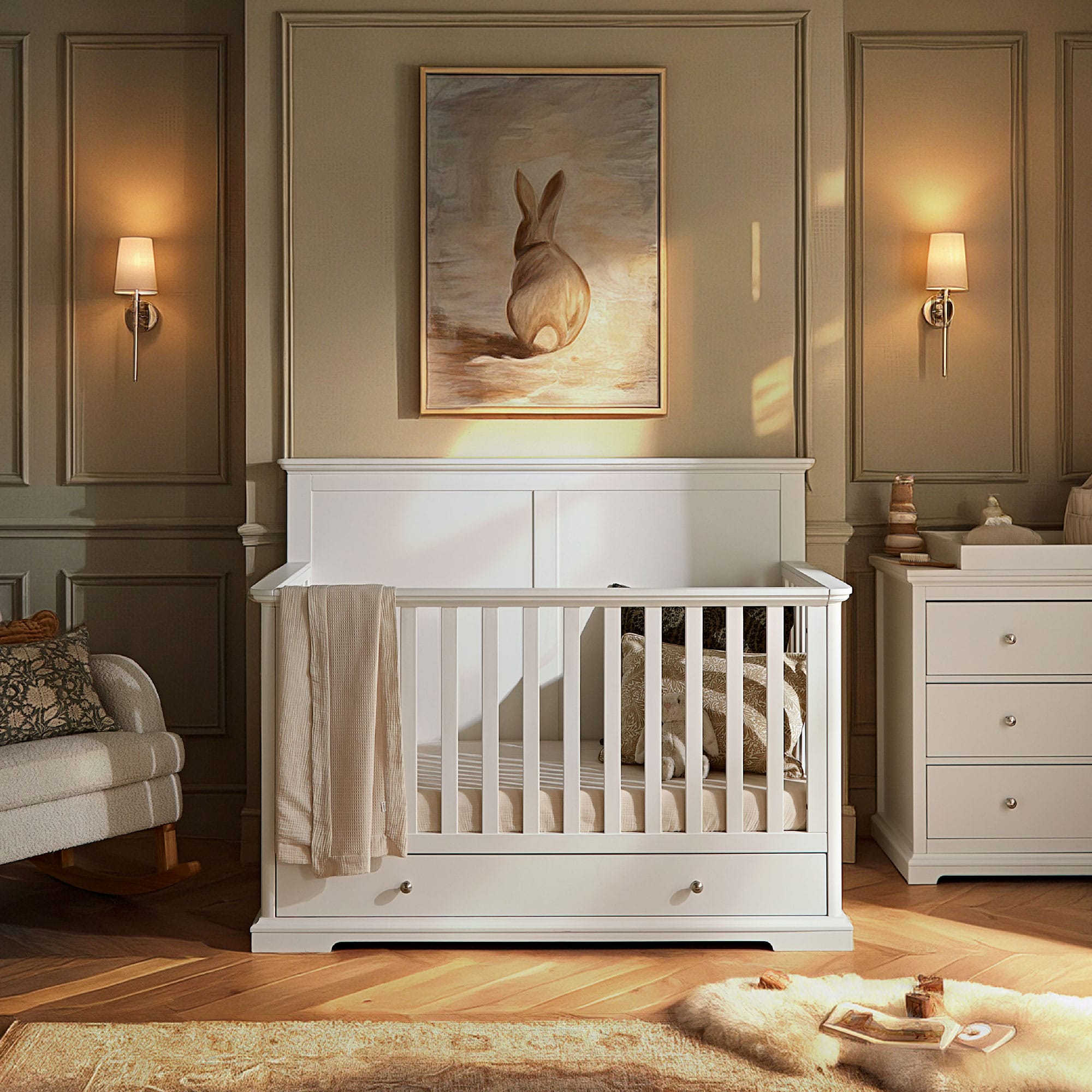 CuddleCo cribs Cuddleco Beaumont Grande Cotbed - White