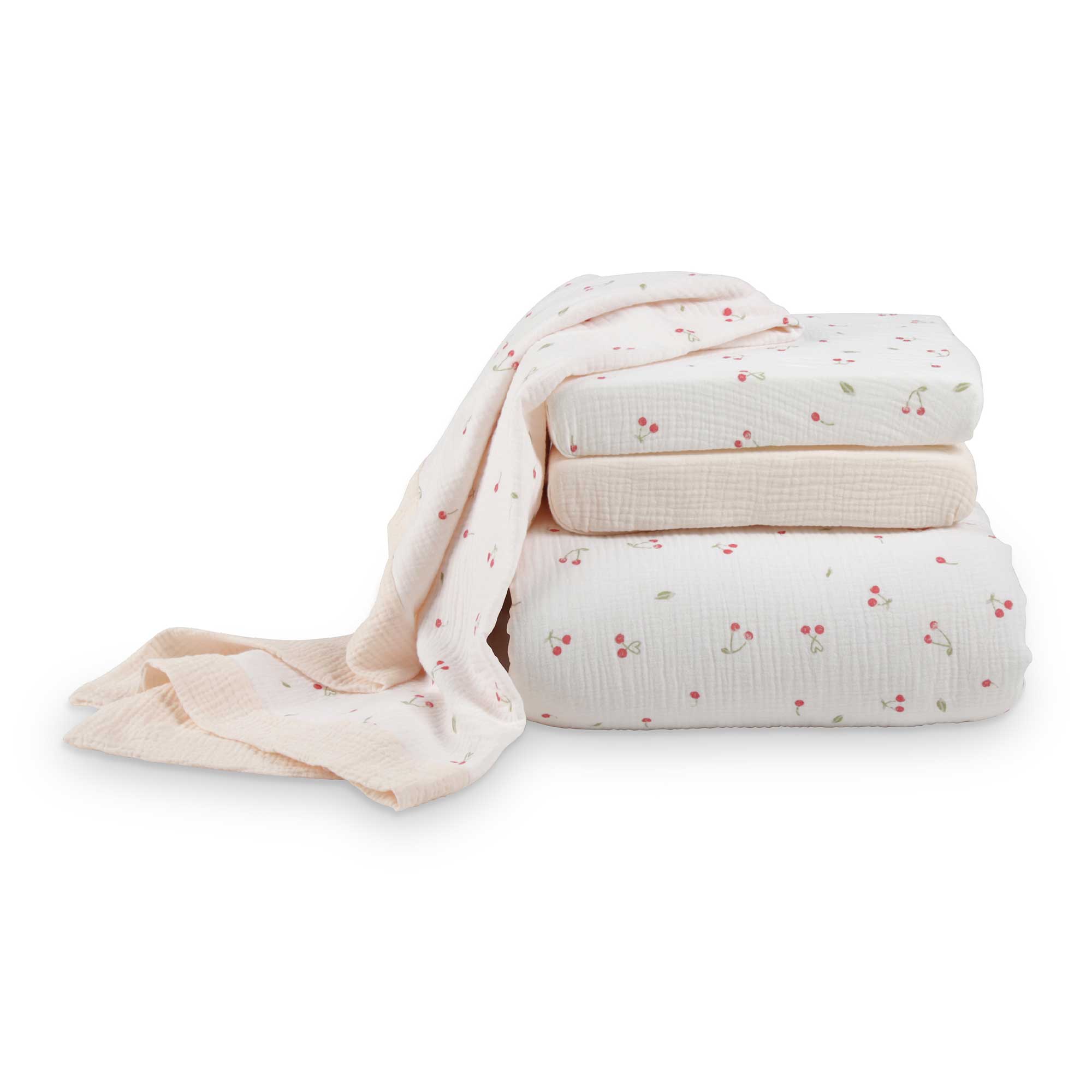 CuddleCo nursery bedding sets CuddleCo 4pc Cot Bed Bedding Set - Ditsy Cherry BED/CUD/154497