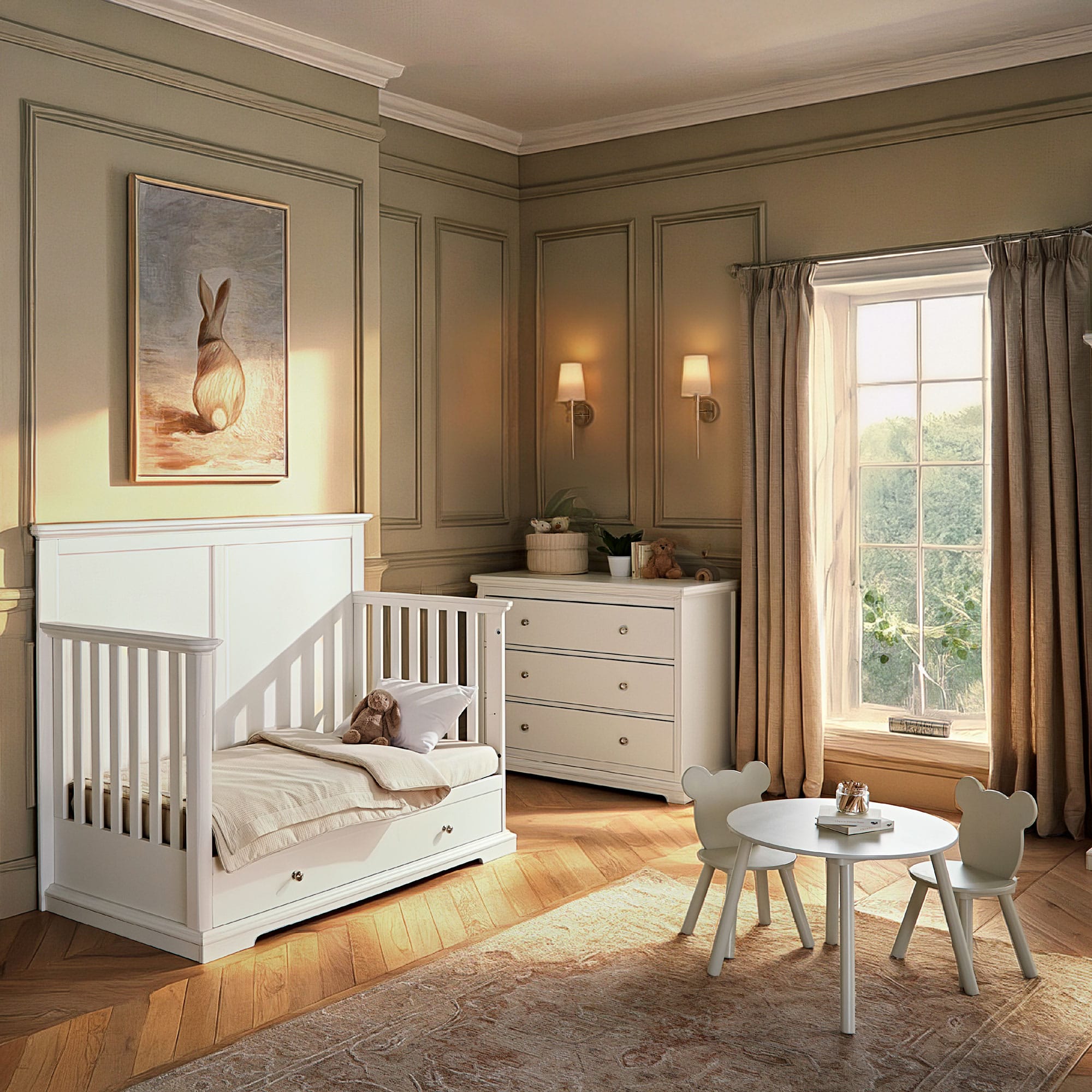 CuddleCo nursery room sets Cuddleco Beaumont 2 Piece Nursery Furniture Set with Grande Cotbed - White