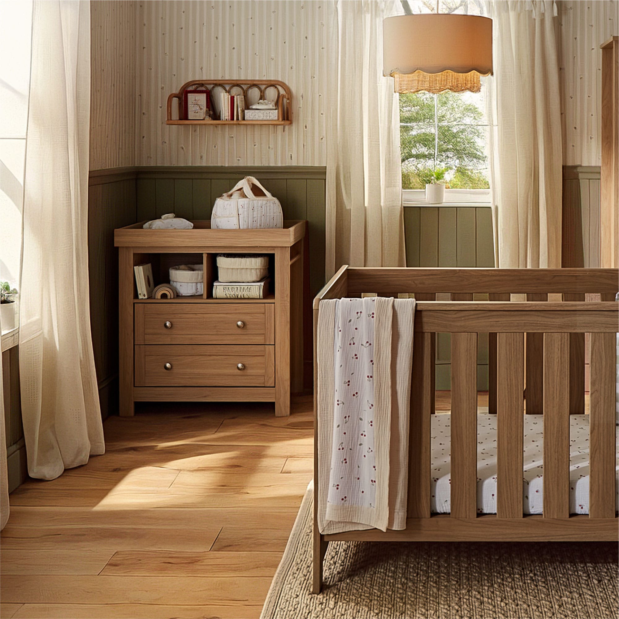 CuddleCo nursery room sets Cuddleco Burford 2 Piece Nursery Furniture Set - Oak