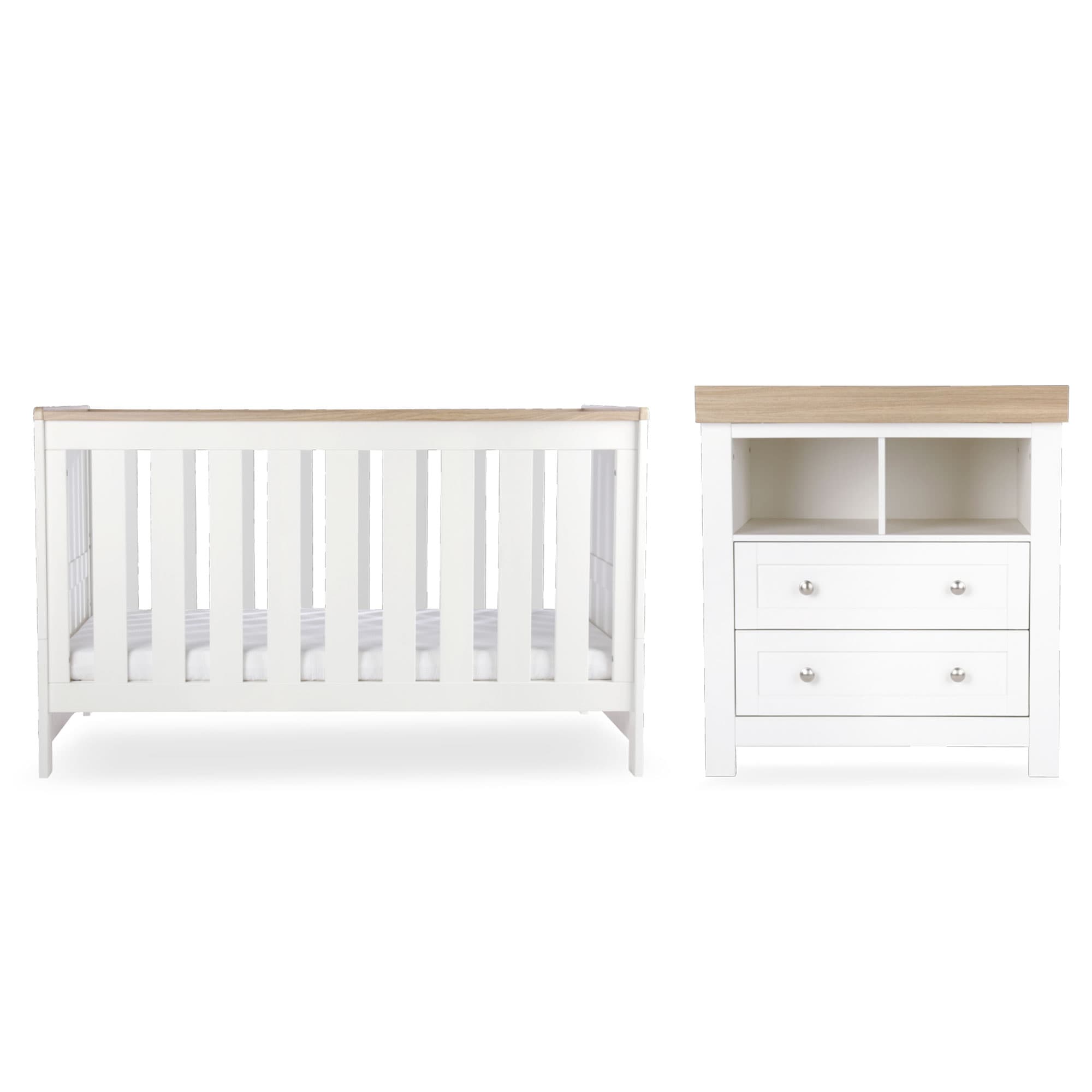 CuddleCo nursery room sets Cuddleco Burford 2 Piece Nursery Furniture Set - White/Oak FRN/CUD/155593