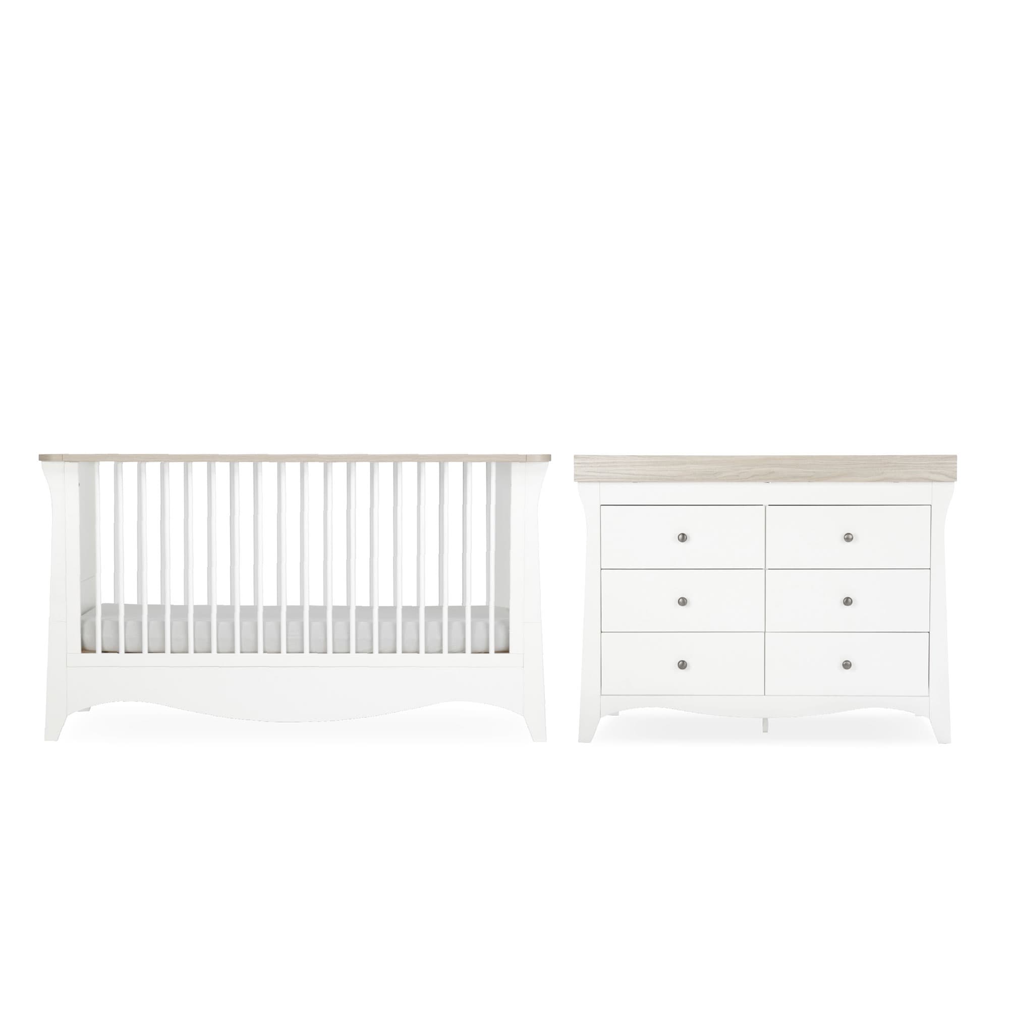 CuddleCo nursery room sets Cuddleco Clara 2 Piece Luxe Nursery Furniture Set - White/Ash