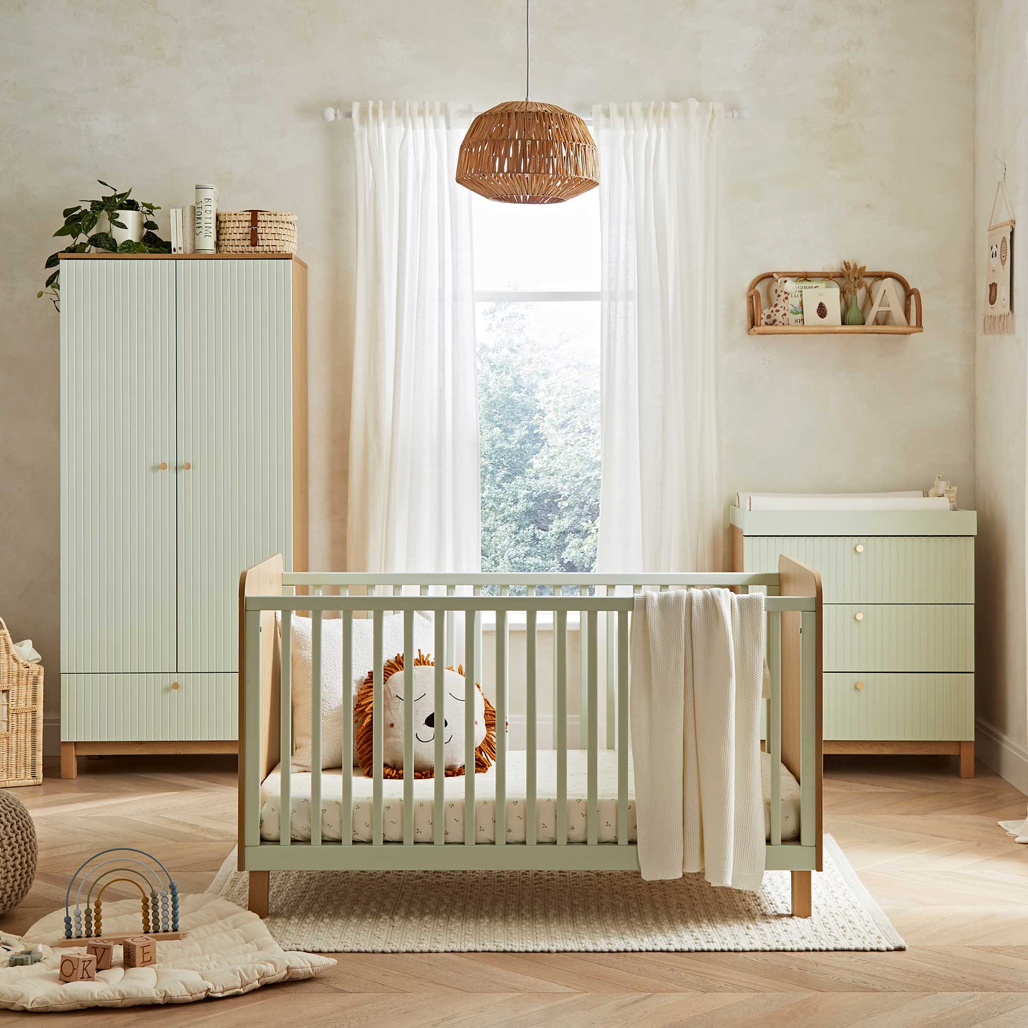 CuddleCo nursery room sets CuddleCo Remi 3 Piece Set - Oak/Green