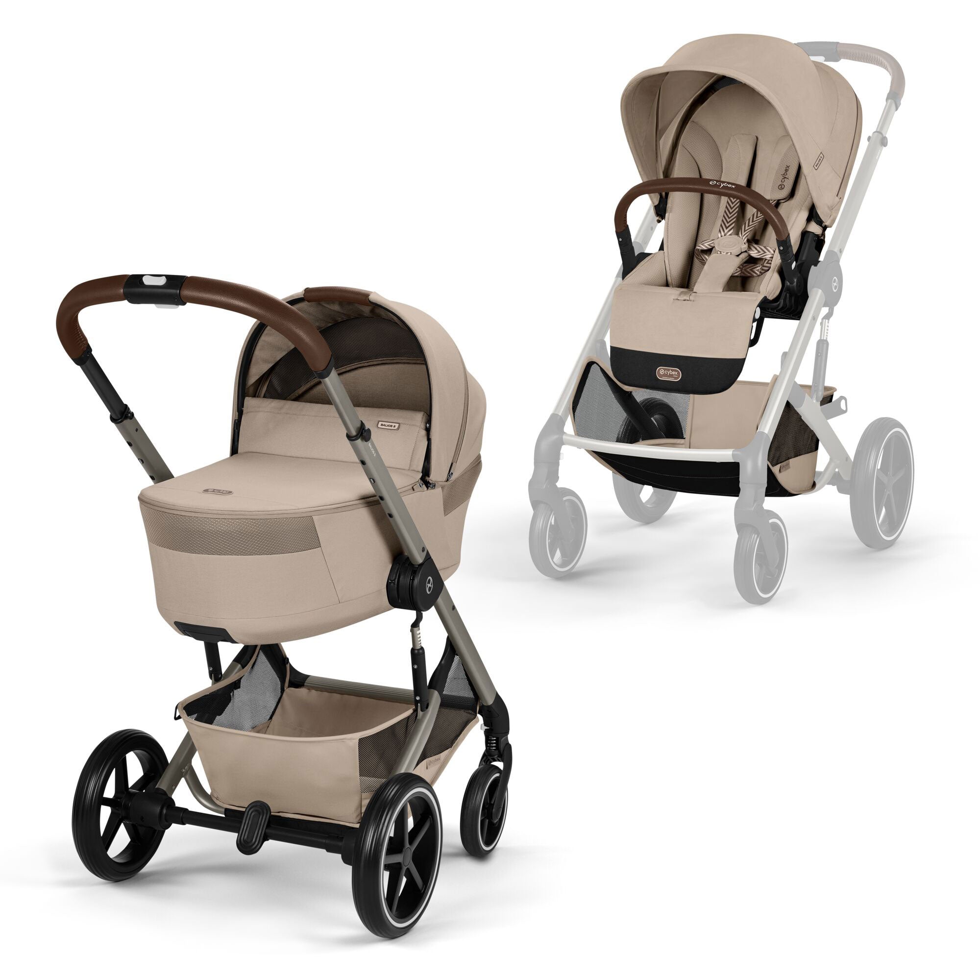 Cybex baby prams Cybex Balios S Lux Pushchair with Foldable Carrycot - Almond Beige 526001691