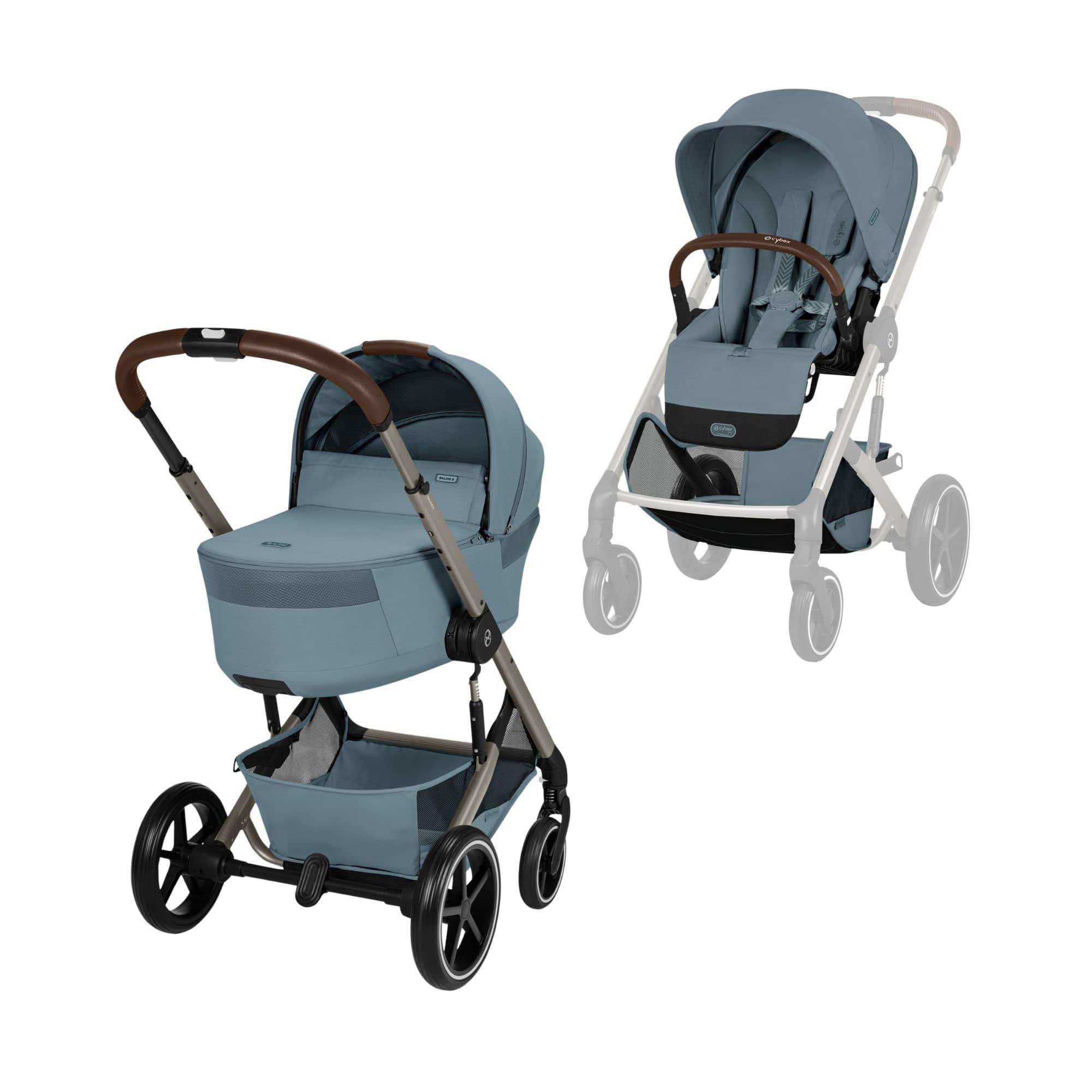 Cybex baby prams Cybex Balios S Lux Pushchair with Foldable Carrycot - Stormy Blue 526001685