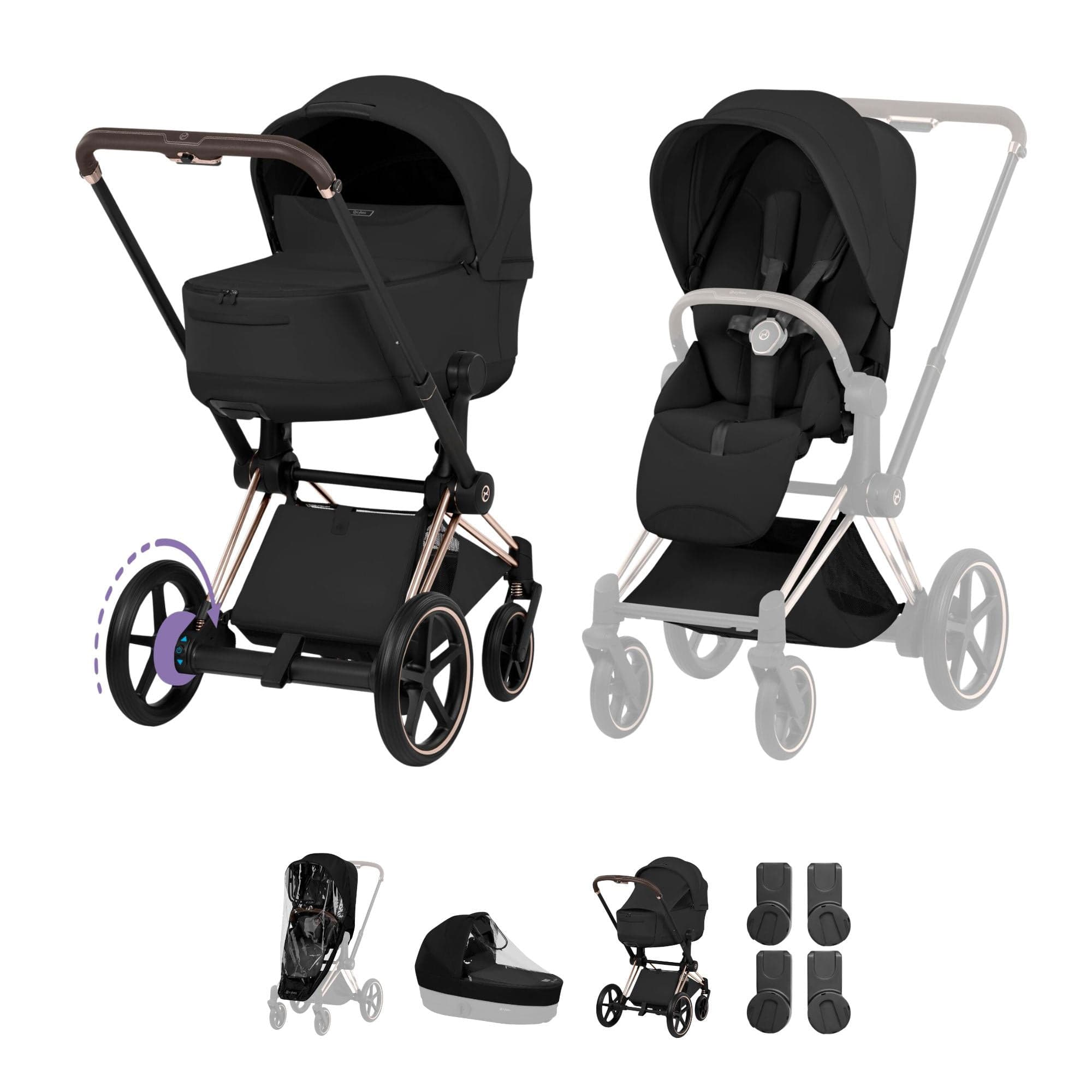 Cybex baby prams Cybex ePriam Pushchair Set - Style Collection - Sepia Black 21827-RG-BLK