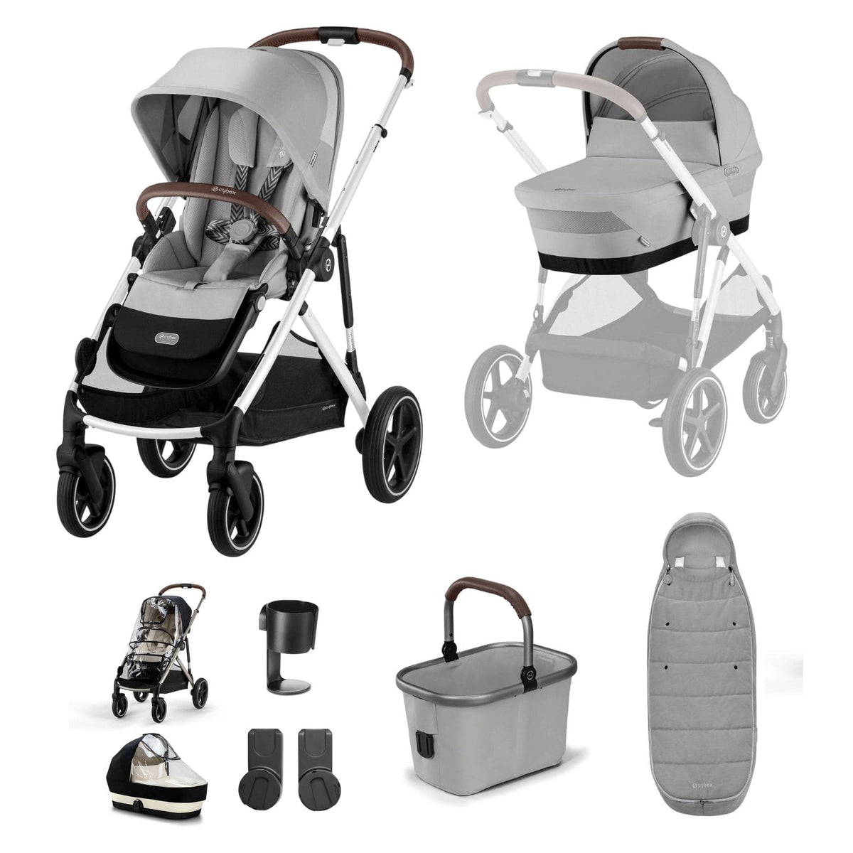 Cybex baby prams Cybex Gazelle S Essential Bundle - Silver/Stone Grey