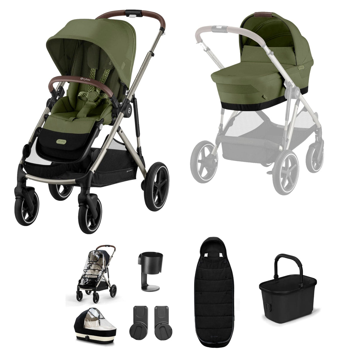 Cybex baby prams Cybex Gazelle S Essential Bundle - Taupe/Moss Green 19483-GAZ-ESS-MOS-1