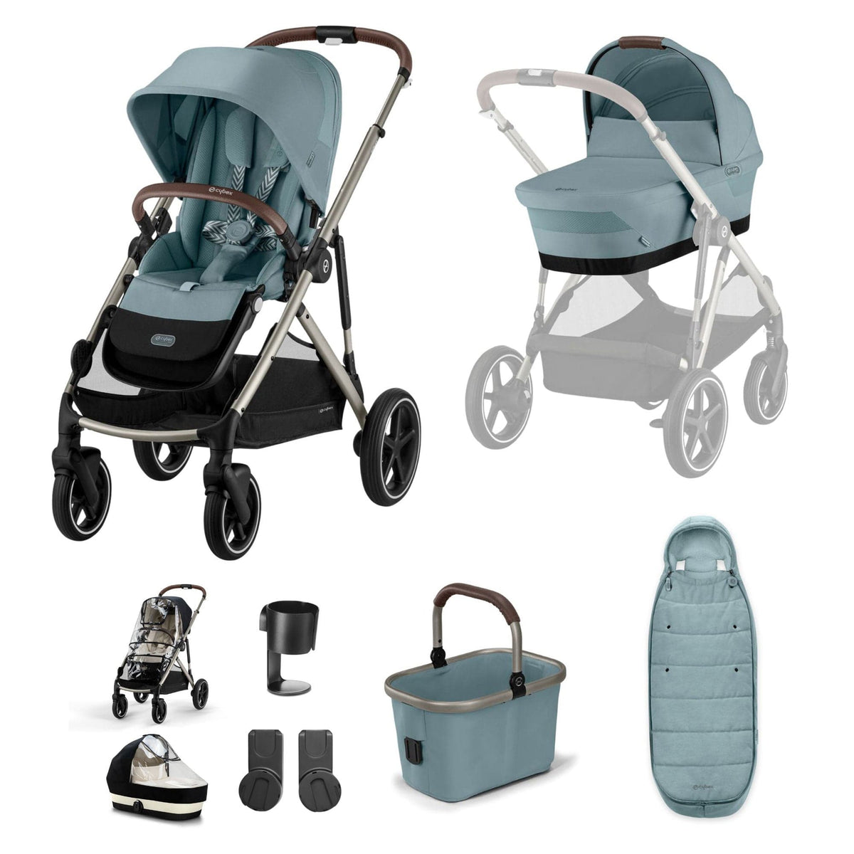 Cybex baby prams Cybex Gazelle S Essential Bundle - Taupe/Stormy Blue 18474-STO-BLU-1