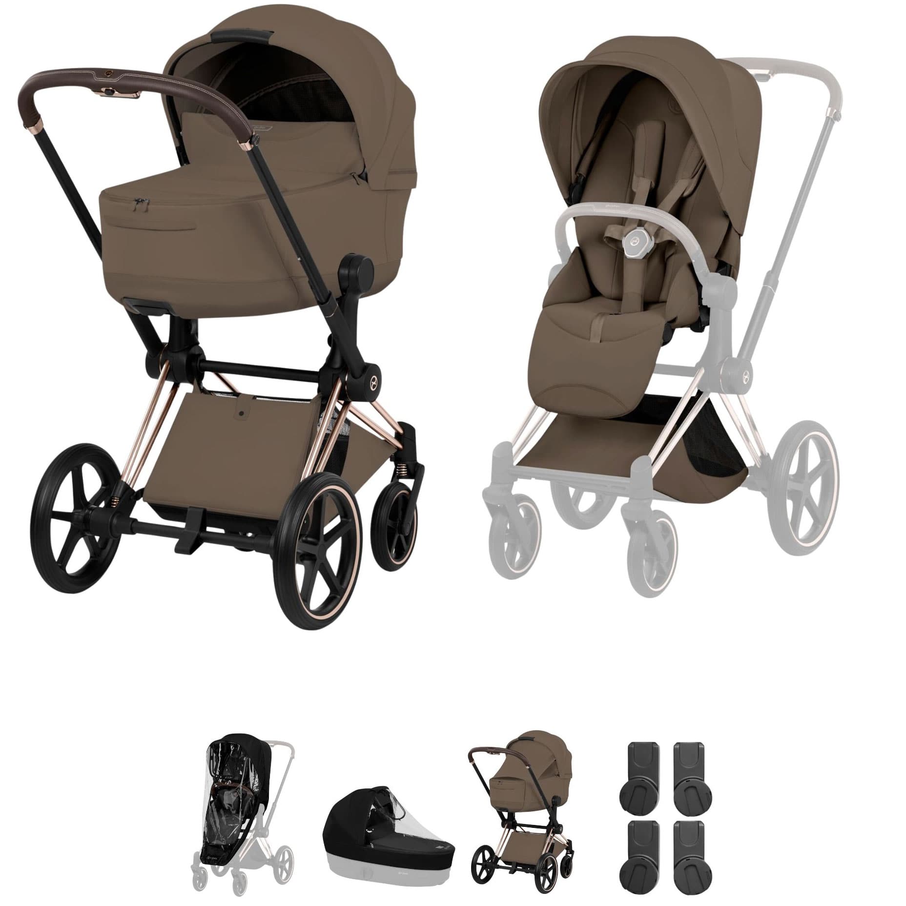 Cybex baby prams Cybex Priam Pushchair Set - Style Collection - Coconut Brown 21812-RG-BRN