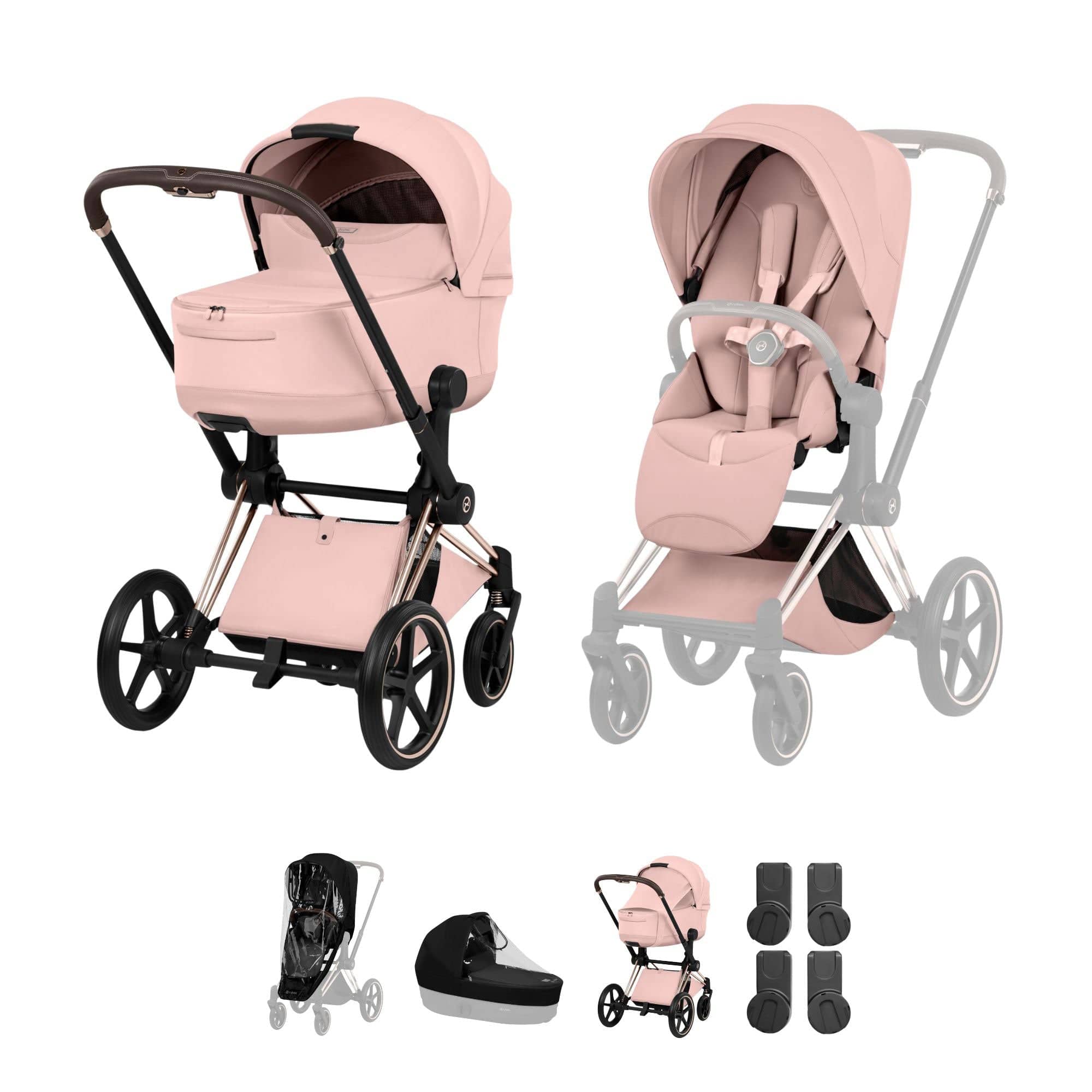 Cybex baby prams Cybex Priam Pushchair Set - Style Collection - Peach Pink 21812-RG-PEA-PNK