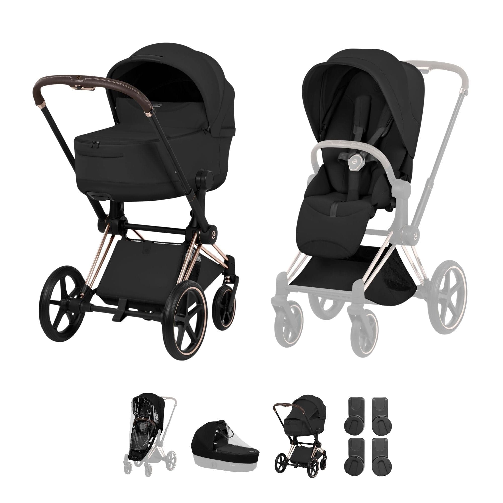 Cybex baby prams Cybex Priam Pushchair Set - Style Collection - Sepia Black 21812-RG-BLK
