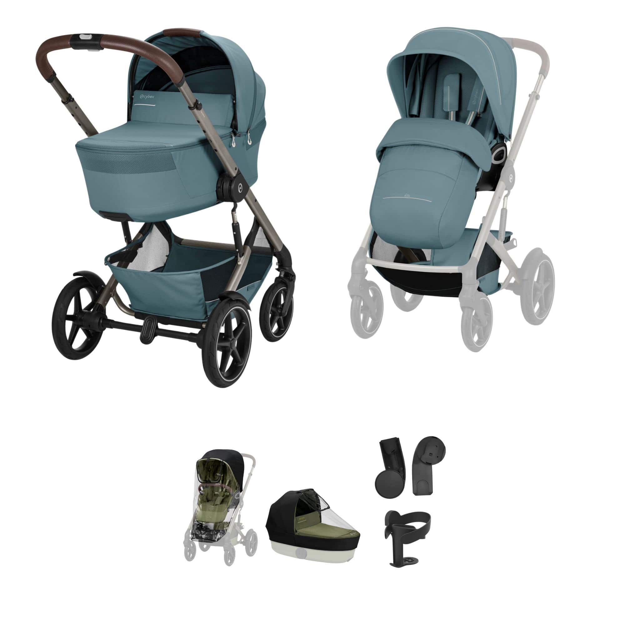 Cybex baby prams Cybex Talos Foldable Carrycot Accessory Bundle - Stormy Blue TAL-ACC-BLU-1