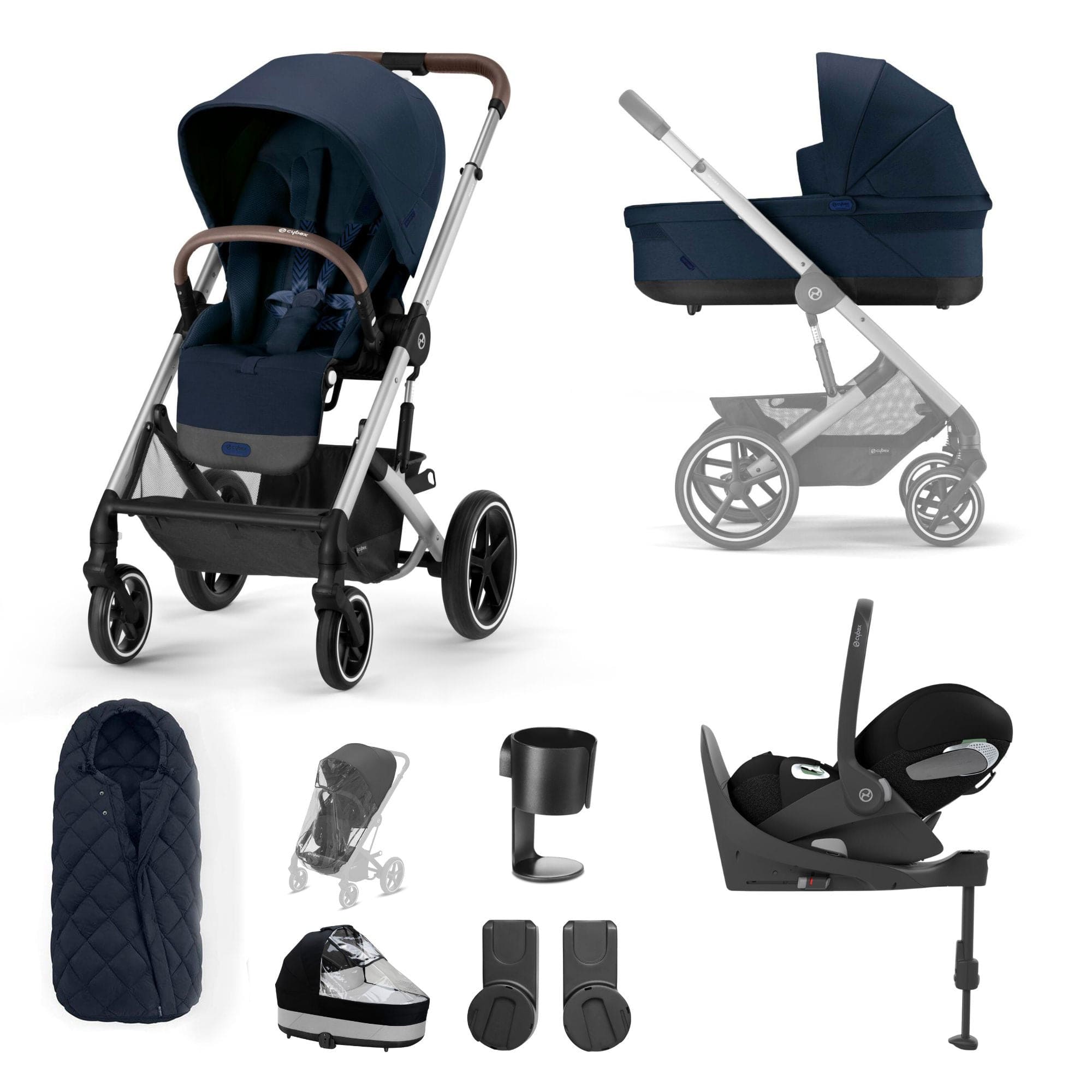 Cybex Travel Systems Cybex Balios S Lux Luxury Bundle - Silver/Ocean Blue 127460-SLV-OCE-BLU