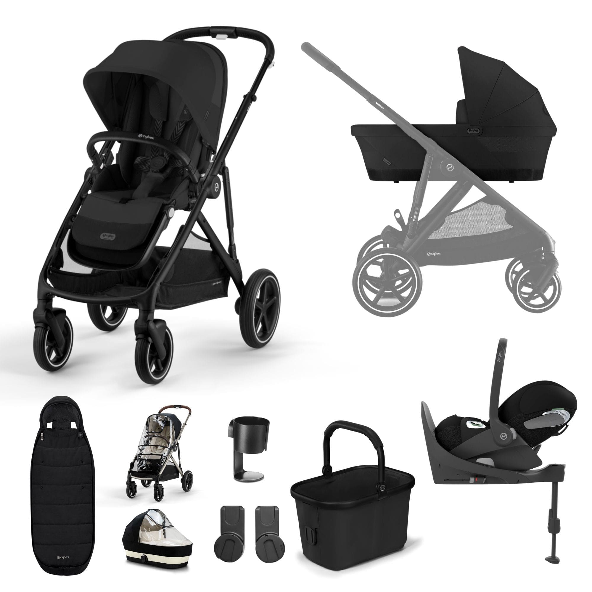 Cybex travel systems Cybex Gazelle S Luxury Bundle - Black/Moon Black 12774-BLK-MOO-BLK