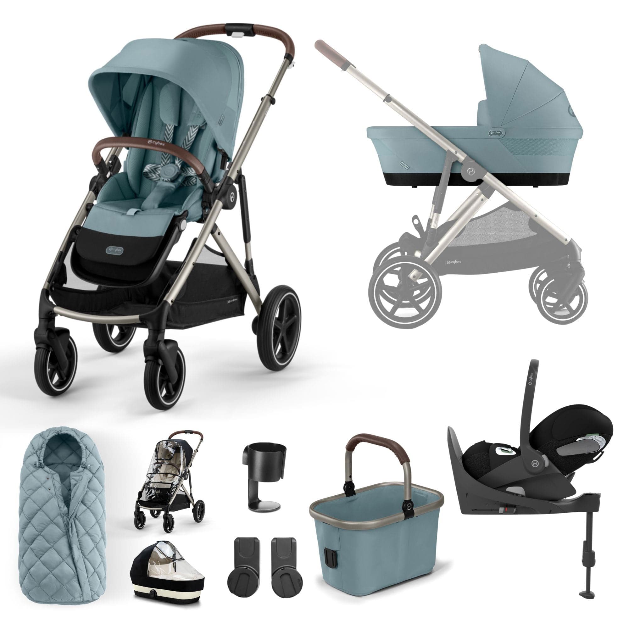 Cybex travel systems Cybex Gazelle S Luxury Bundle - Taupe/Sky Blue 12778-TPE-SKY-BLU
