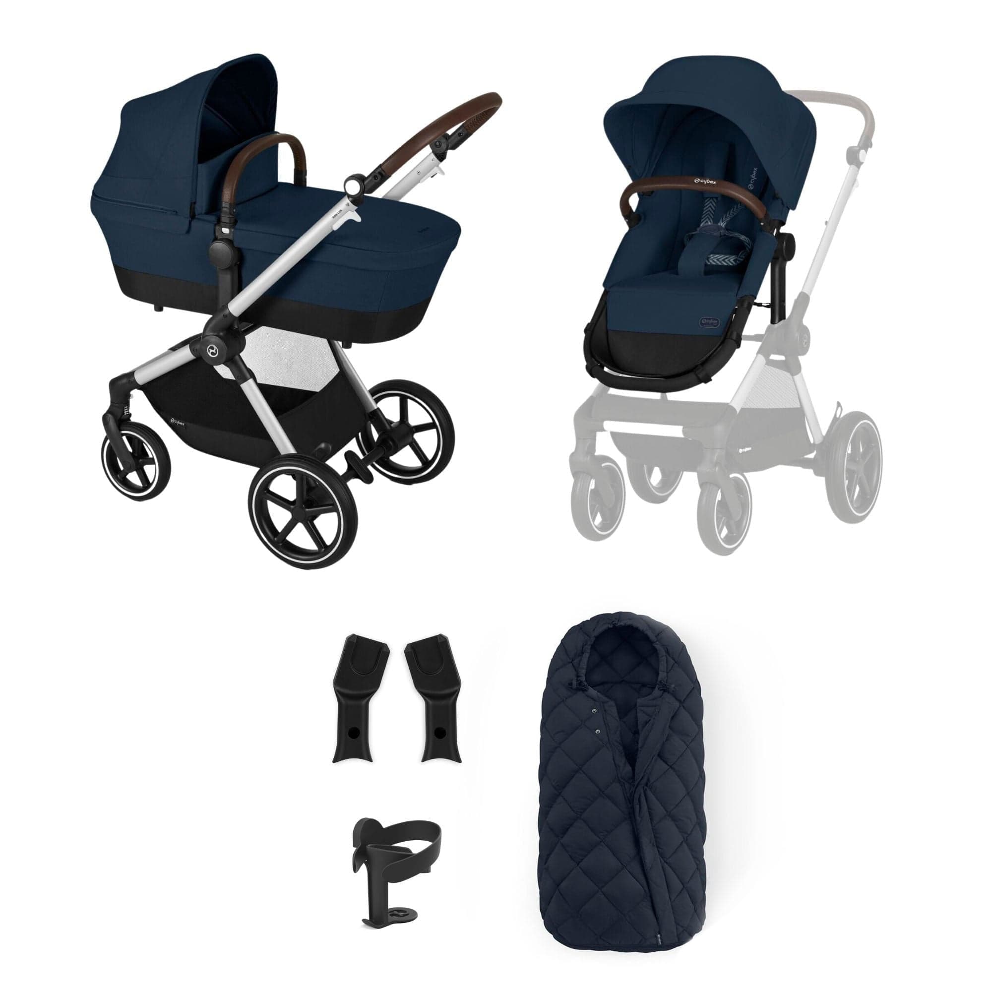 Cybex travel systems Cybex Eos Lux Essentials 7 Piece Bundle - Ocean Blue 14526-SLV-OCE-BLU