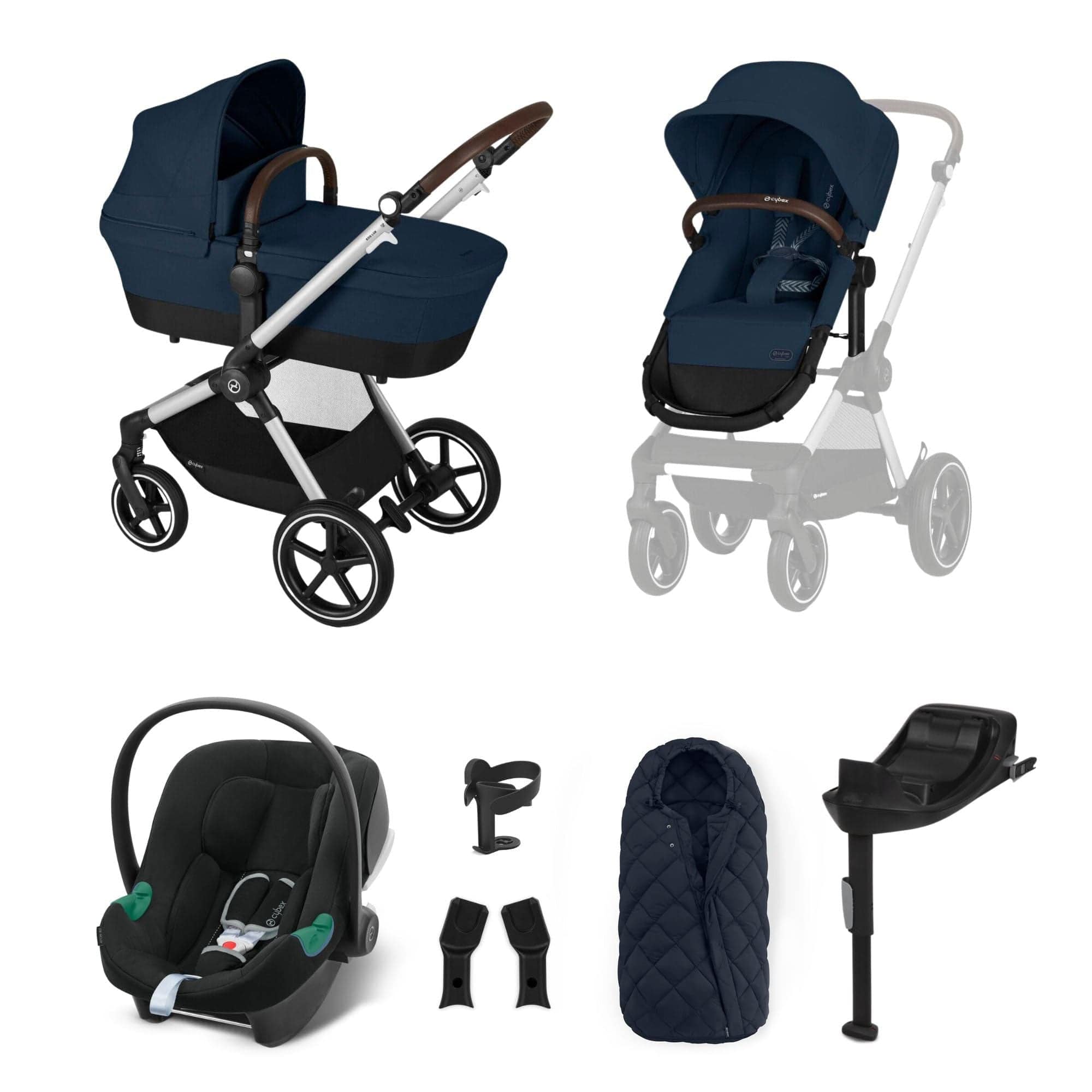 Cybex travel systems Cybex Eos Lux Comfort 9 Piece Bundle - Ocean Blue 14531-SLV-OCE-BLU